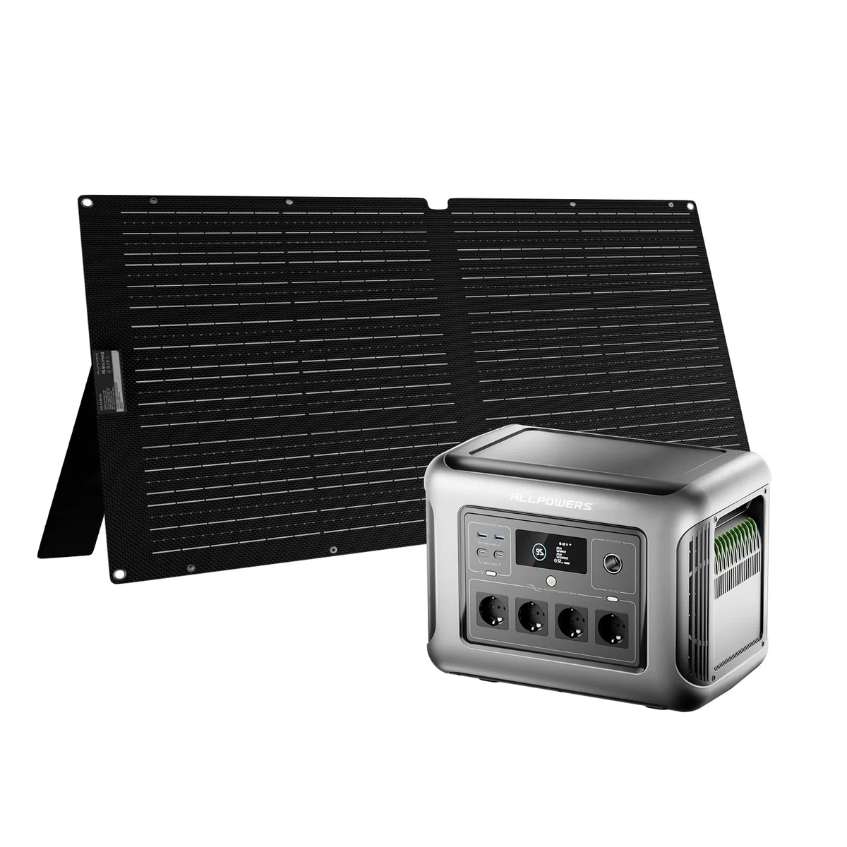ALLPOWERS R1500 Lite Station Électrique Portable avec Panneaux Solaire Pliables de 100W, 1056Wh Batterie LiFeP04 Fonction UPS, 1600W de capacité pour l'alimentation de Camping