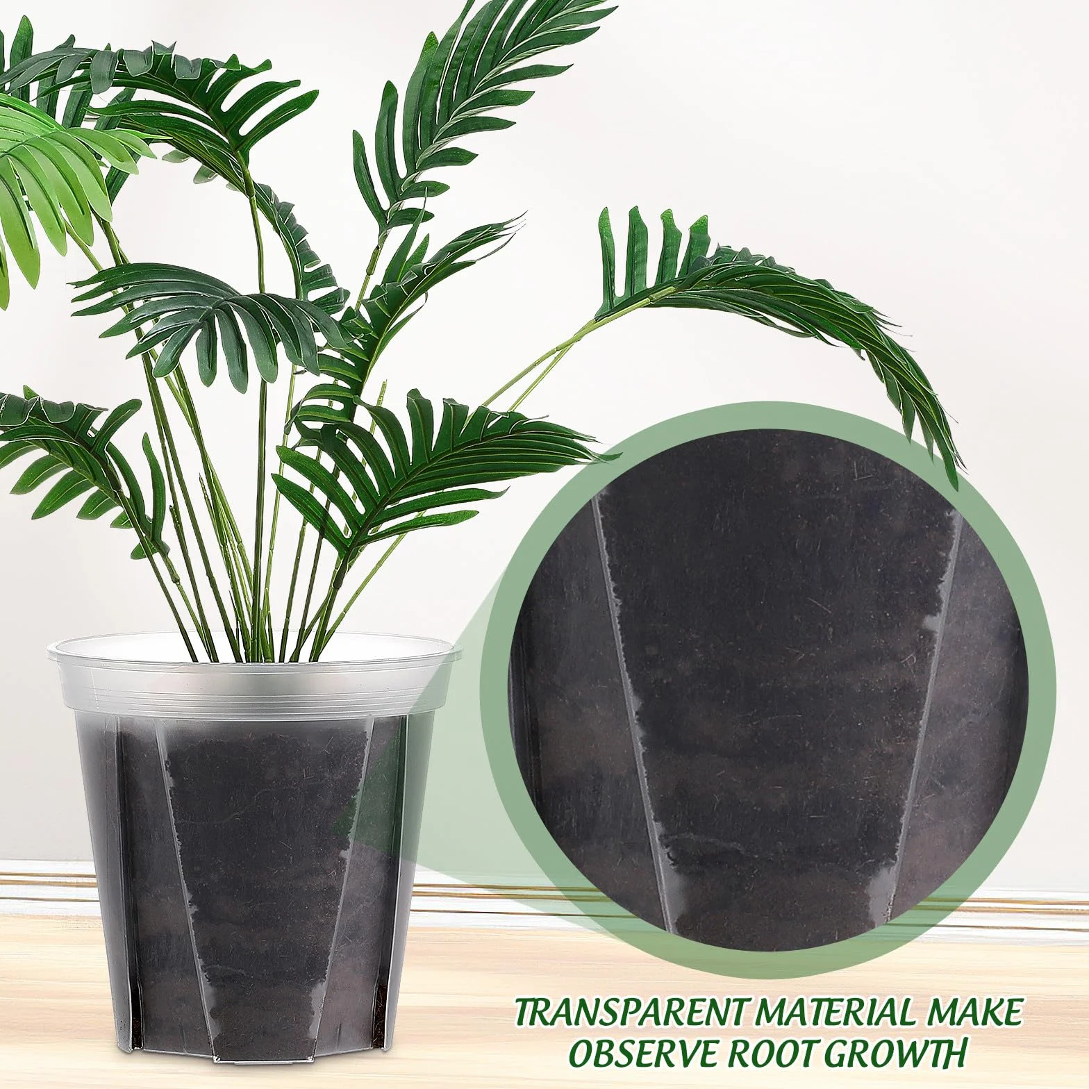 SEWACC Lot de 2 Pots de Pépinière Transparents 24 cm avec Trous de Drainage pour Succulentes Cactus Orchidées