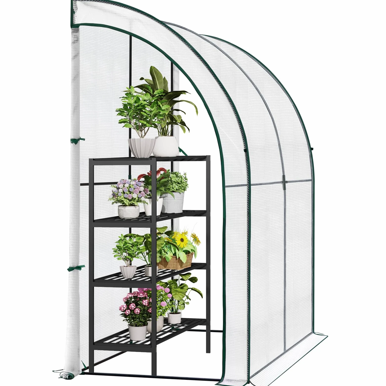 WOLTU Serre de Jardin avec Bâche PE Renforcée Imperméable 140g/m², Tente de Protection pour Plantes, Fleurs et légumes de Toutes Les Saisons, Serre de hivernage Murale, 200x100x210cm, Blanc