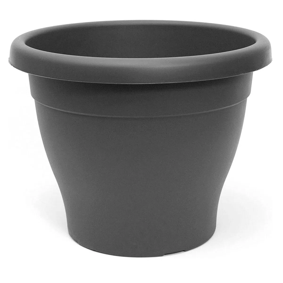 Acan Tradineur Lot de 6 pots ronds en plastique pour plantes et fleurs méditerranéennes avec trous inférieurs Conteneur extérieur et intérieur de la maison Gris 35 cm