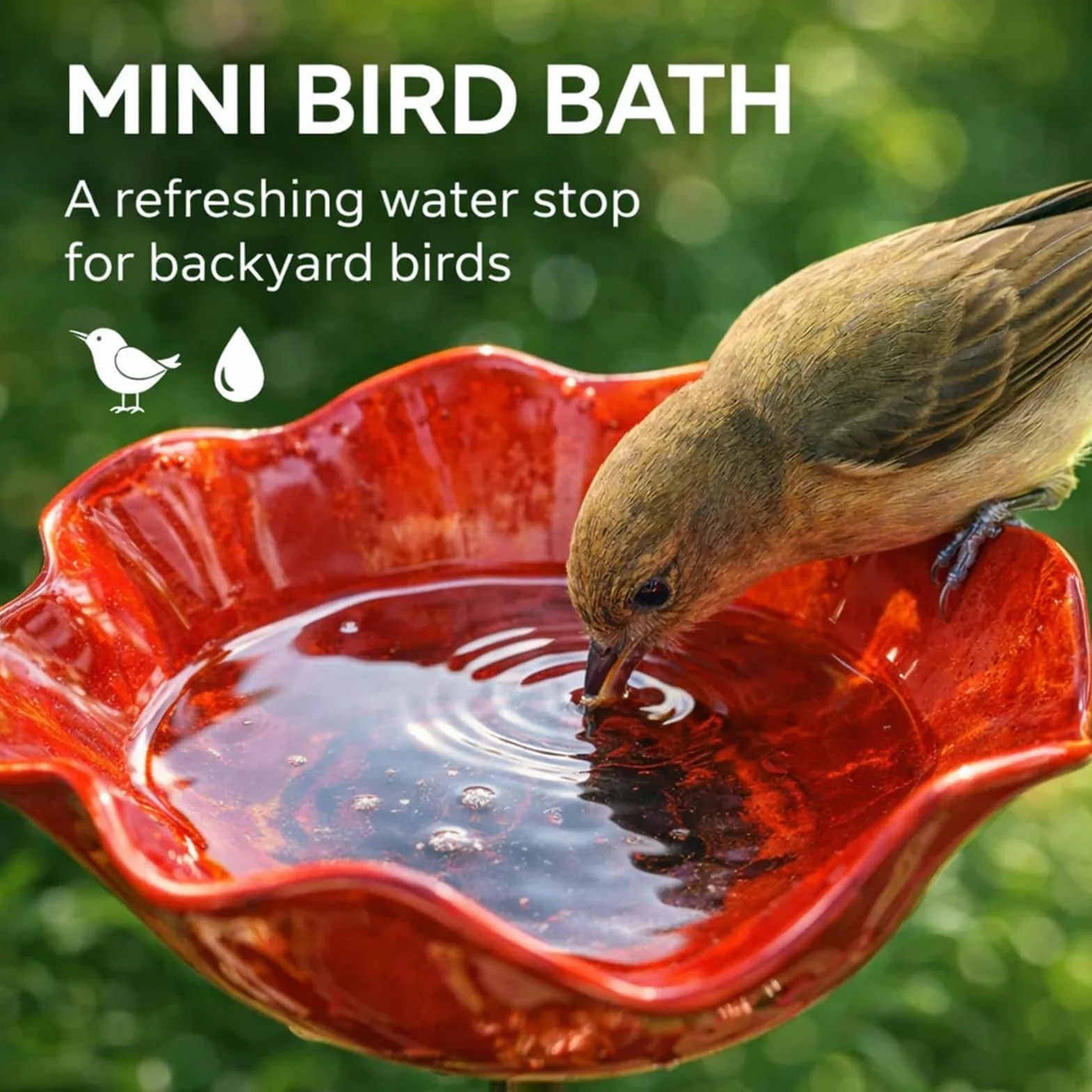 Abreuvoir Mangeoire Oiseaux Exterieur, Bain Oiseaux Extérieur Hauteur 60CM Rouge