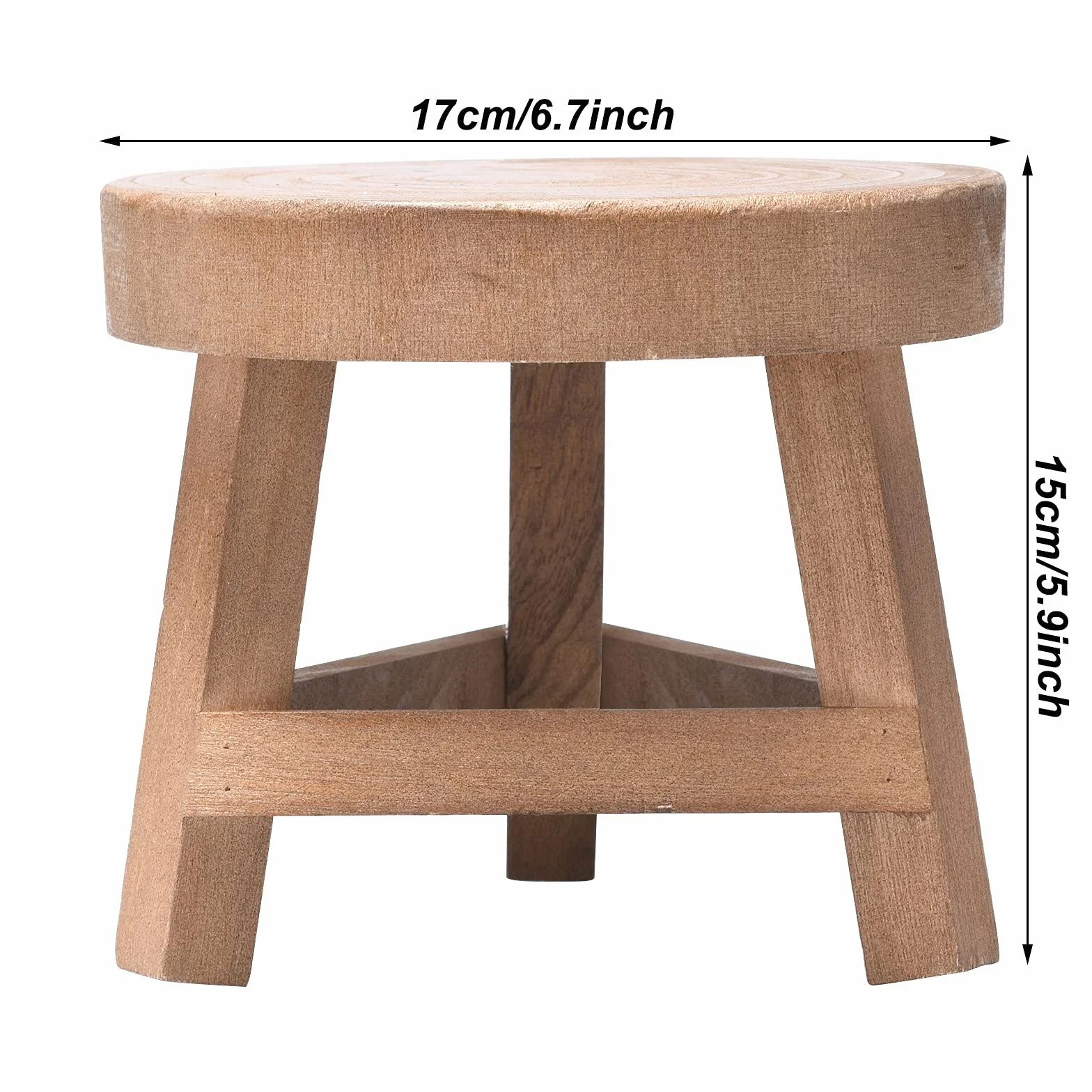 Mini Tabouret en Bois pour Plantes 17 cm - Décoratif Rond Support Pot de Fleurs pour Succulentes et Bonsaï