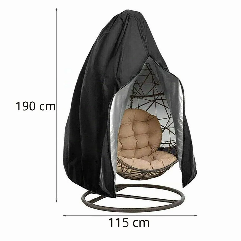 Housse Imperméable Couverture de Fauteuil Suspendu pour Chaise Œuf Balancelle Jardin Noir