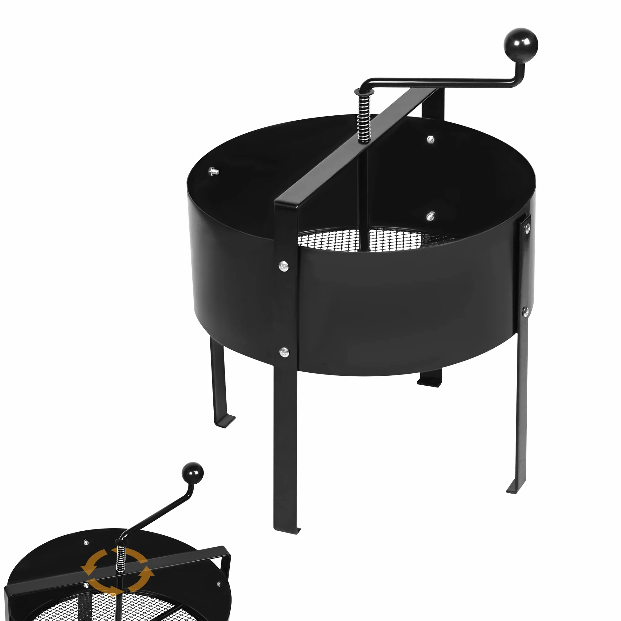UISEBRT Tamis de jardin - Tamis de sol - Tamis à manivelle - Diamètre : 40 cm - En métal - Pour terre, pierres, compost - Sable - Noir