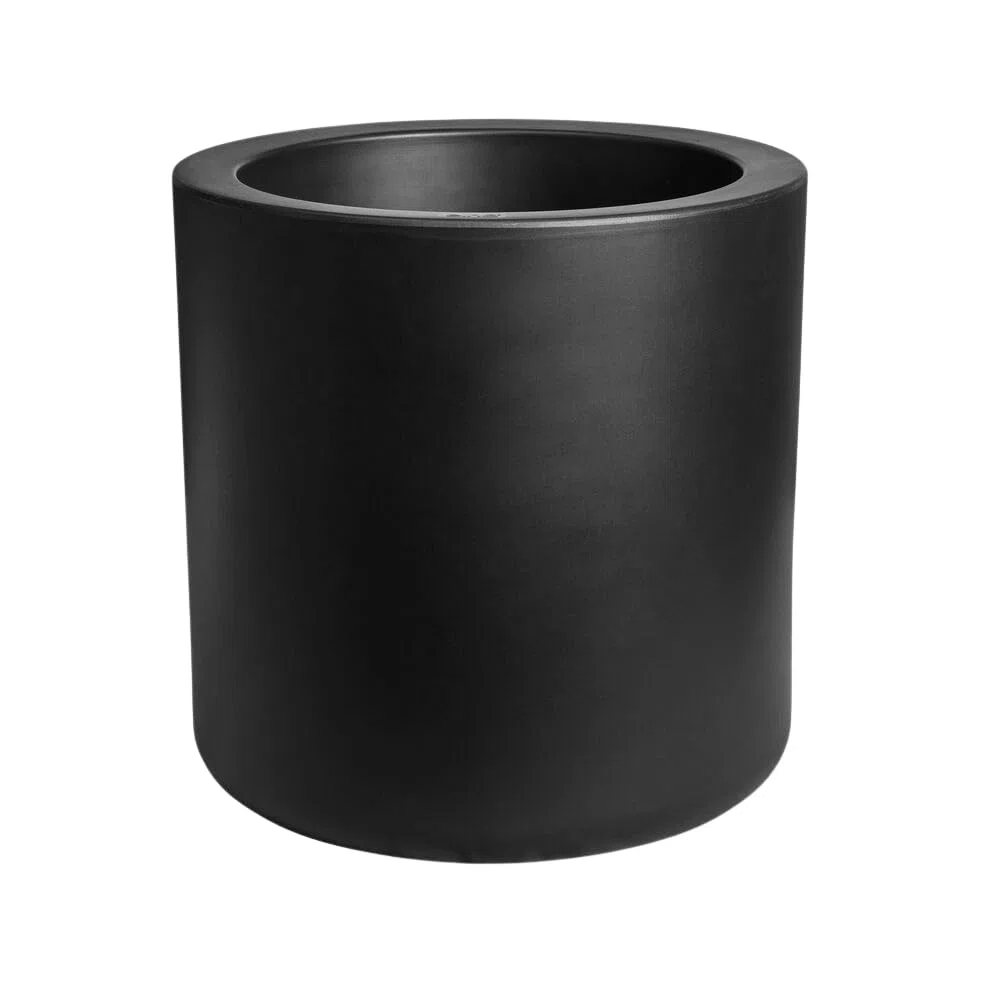 Elho Pure Cilinder Wheels 50 - Pot De Fleurs pour Intérieur & Extérieur - Plastique Recyclé - Ø 49.5 x H 50 cm - Noir