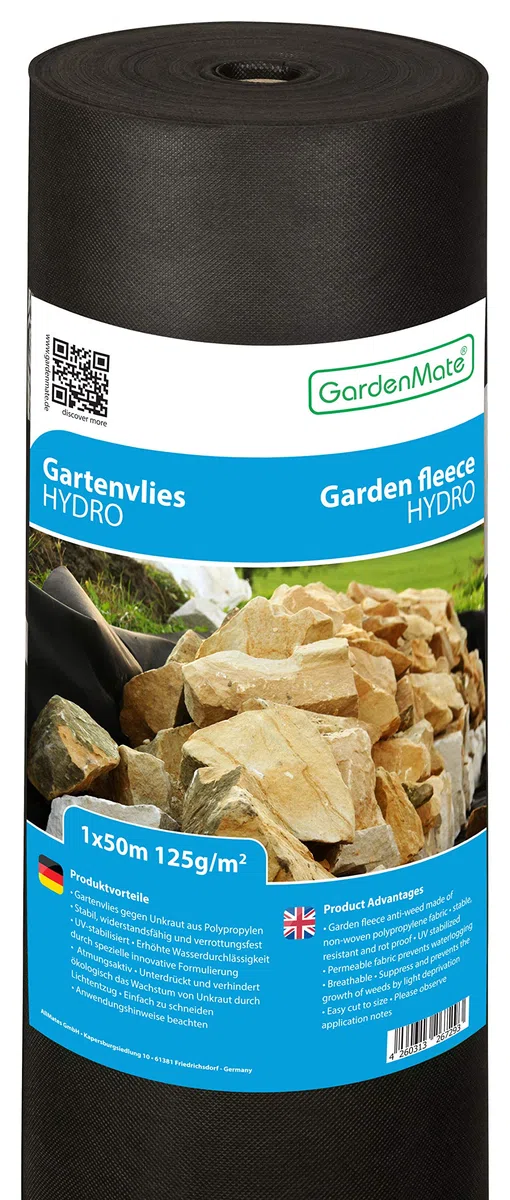 GardenMate 1m x 50m Rouleau Toile Anti-Mauvaises Herbes Hydro en Non tissé 125g/m2