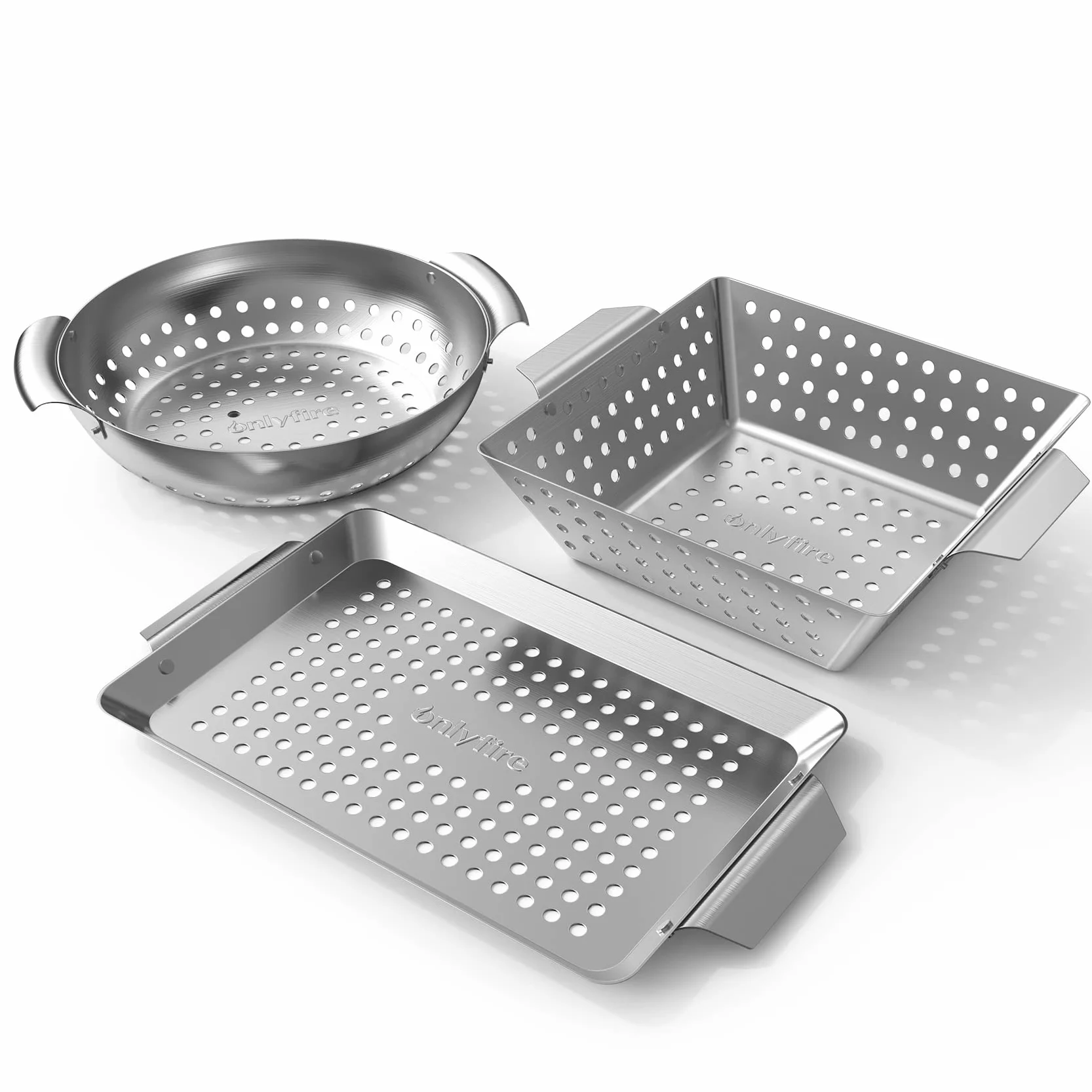 Onlyfire Ensemble de 3 Panier à Barbecue en Acier Inoxydable