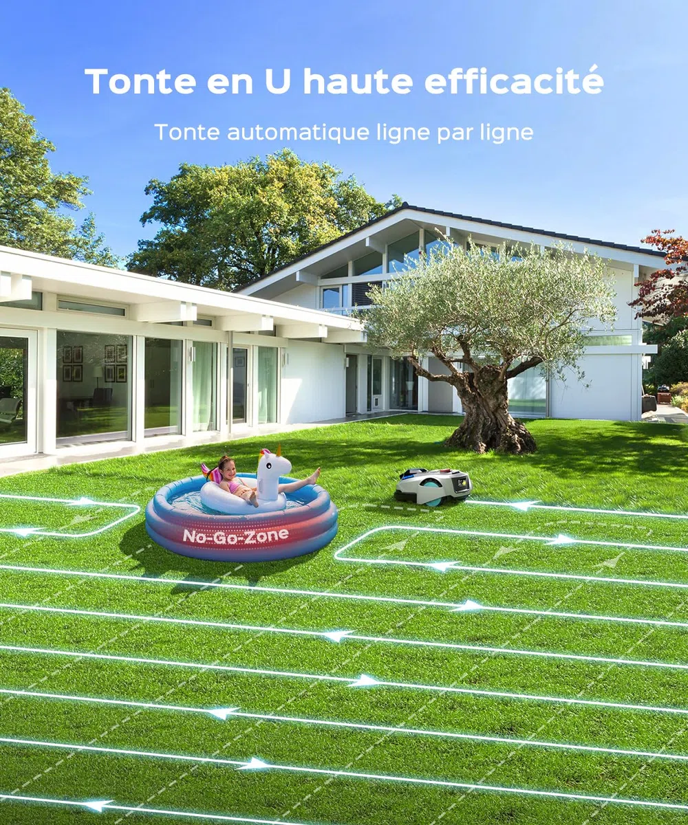 (2026 Upgrade) YARDCARE N1600 Pro Robot Tondeuse sans Fil périphérique, Max 1600 m² – avec RTK & Vision, trajectoire en U, Gestion multizone, contrôle Via Application et évitement des Obstacles