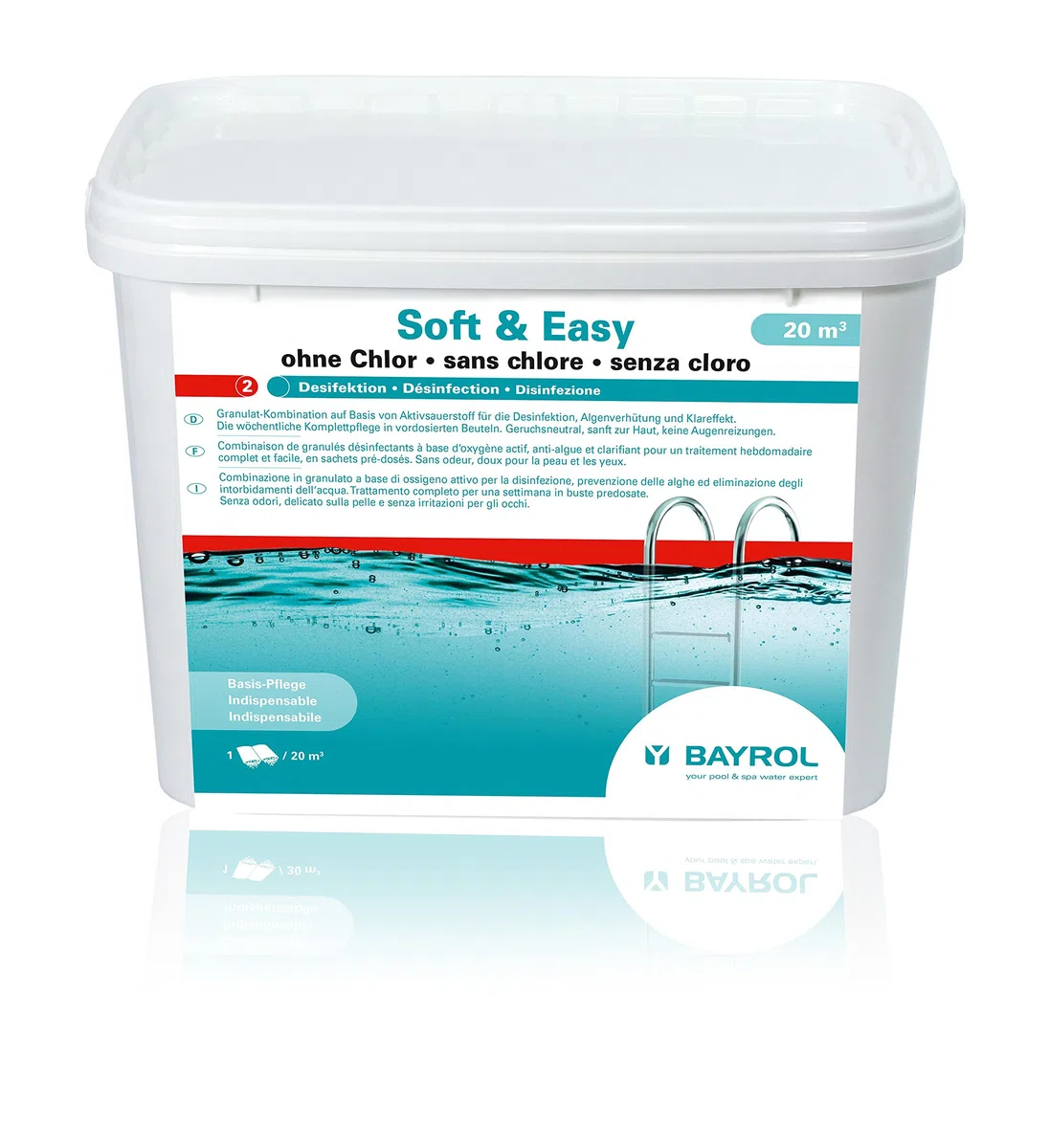 Oxygène actif multiaction Bayrol Soft & Easy sans chlore - 4,48 kg (16 sachets doubles pour 20 m3 chacun)