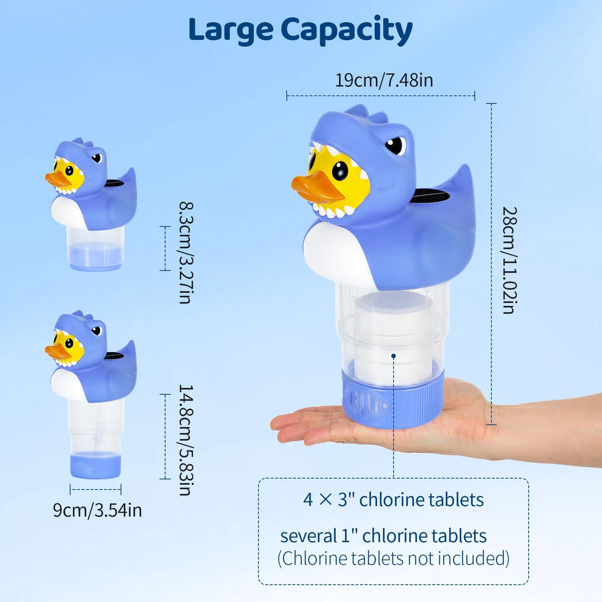 Housolution Flotteur Solaire de Chlore Piscine, Distributeur Flottant à Lumière, Convient Tablettes 4x3in, Libération Réglable, Ouverture Facile & Anti-Enfoncement,Flotteur Piscine Jacuzzi SPA, Canard