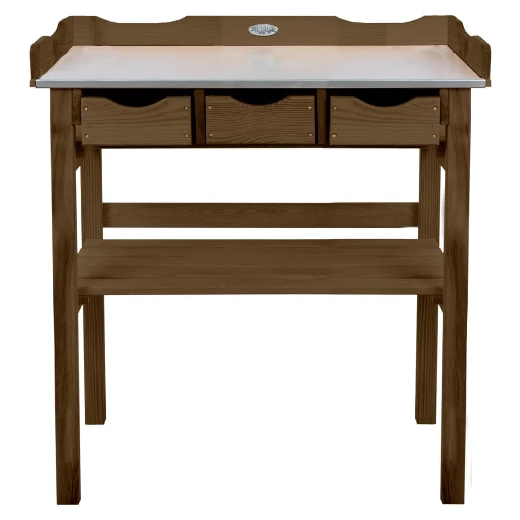 Table à rempoter Bois et Zinc 3 tiroirs