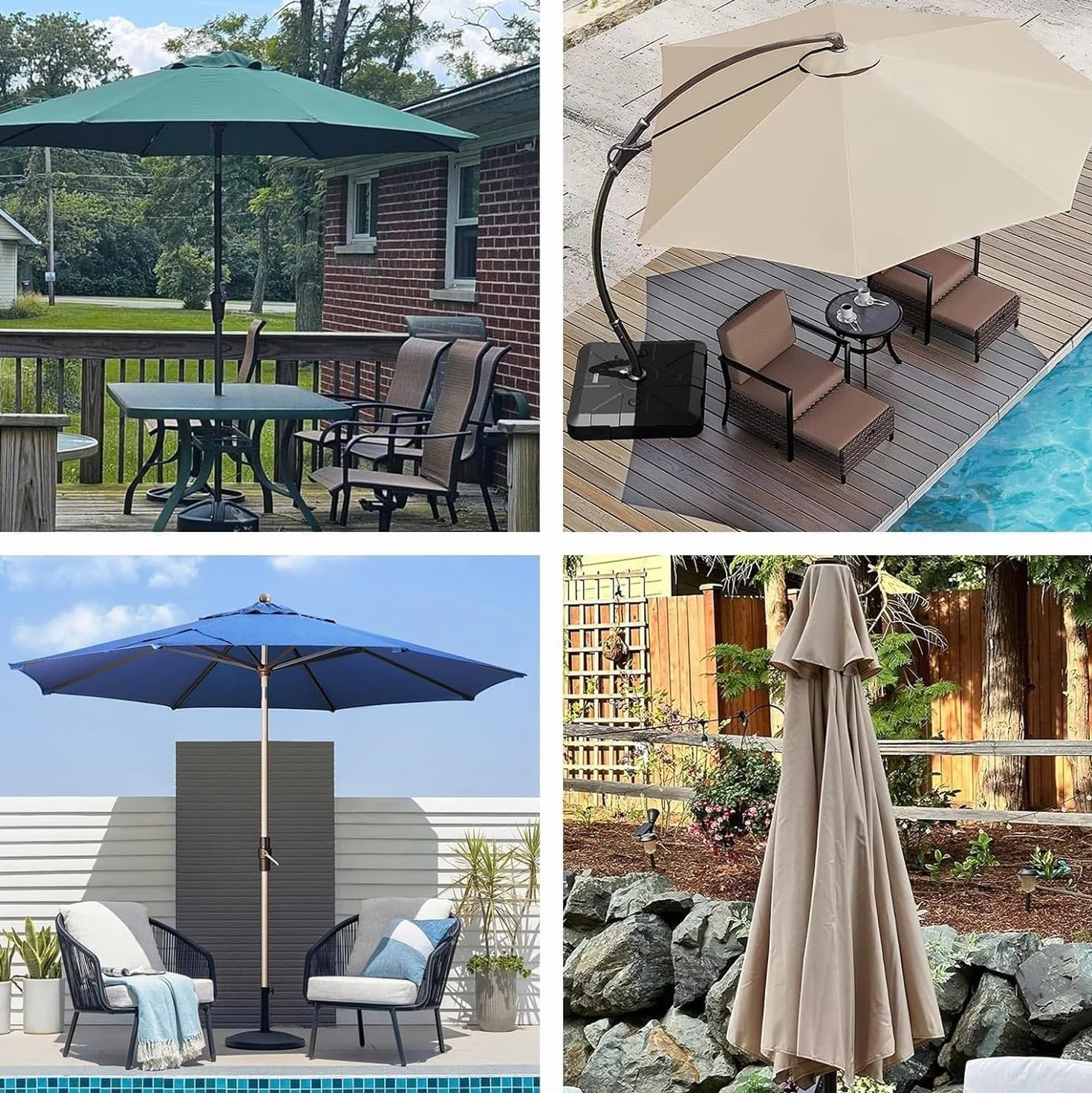 Auvent de Remplacement pour Parasol de Terrasse 2.7M 6 Baleines Toile Déporté Housse de Rechange Dark Gray