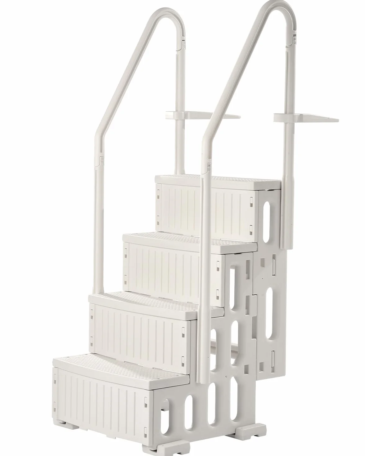 VEVOR Escalier de Piscine en Plastique 4 Marches Antidérapantes 181,4 kg 122-137 cm Blanc