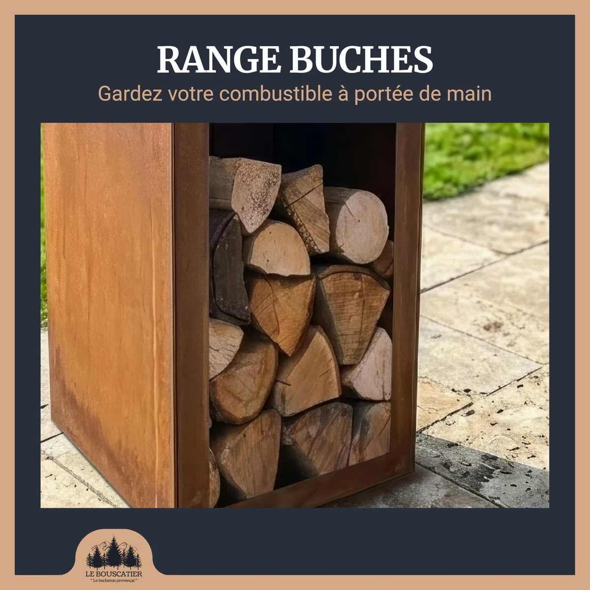 Brasero Plancha Acier Corten Barbecue Exterieur avec Rangement Bûches Grille Cuisson Stop Food Inclus