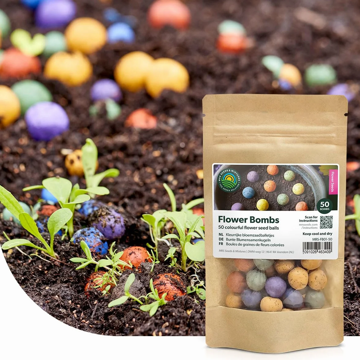 MRS Flower Bombs Originals 50x Bombes de graines biologiques fleurs sauvages