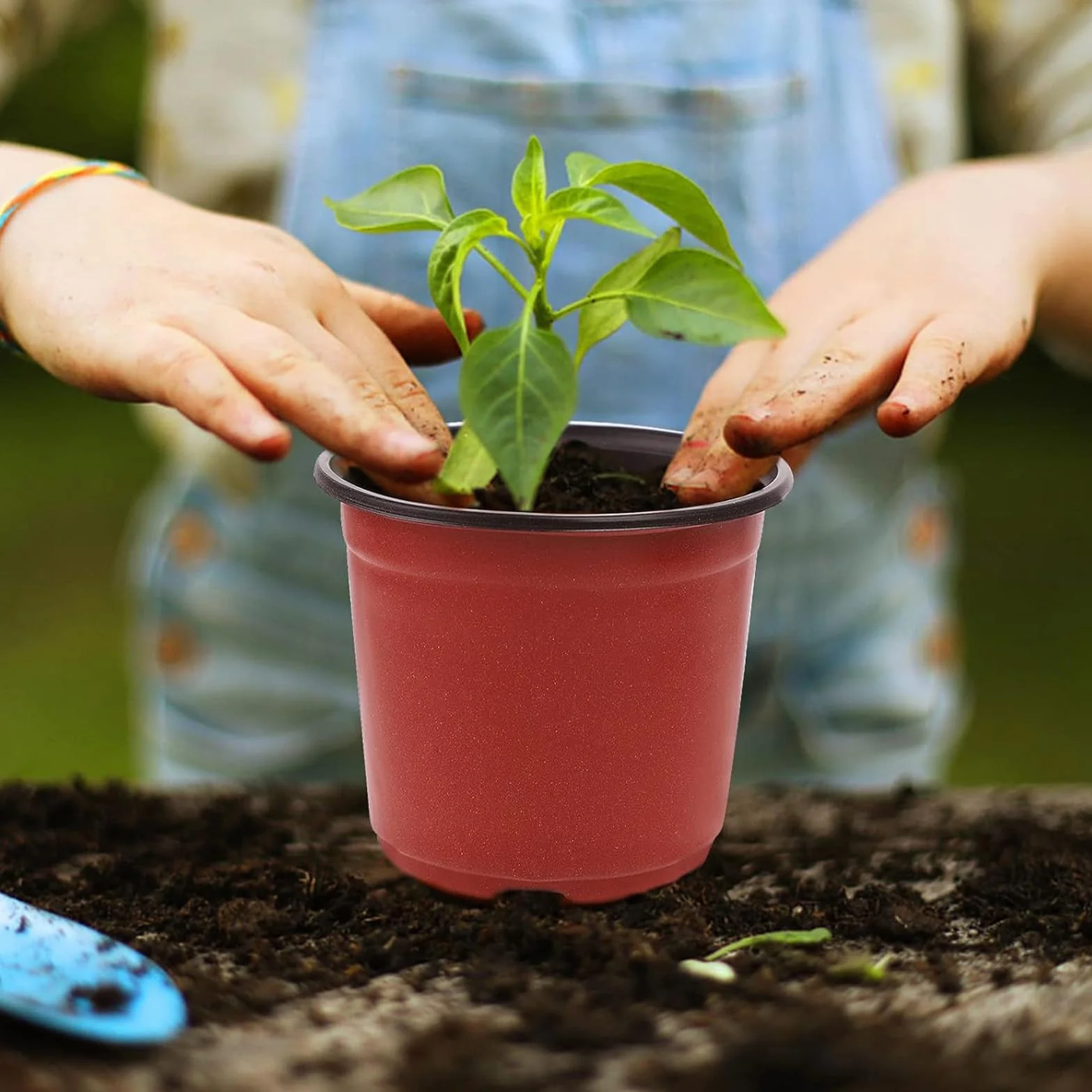 Godet Semis de Fleurs en Plastique 10 cm avec Dôme d'humidité 32 Pièces pour Jardin Intérieur Extérieur