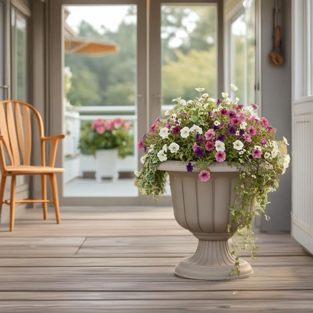 Jardinière taupe gracieuse sur pied - 60cm - 47L résistante aux UV - Pot à épices rond - Jardinière - Nergiz