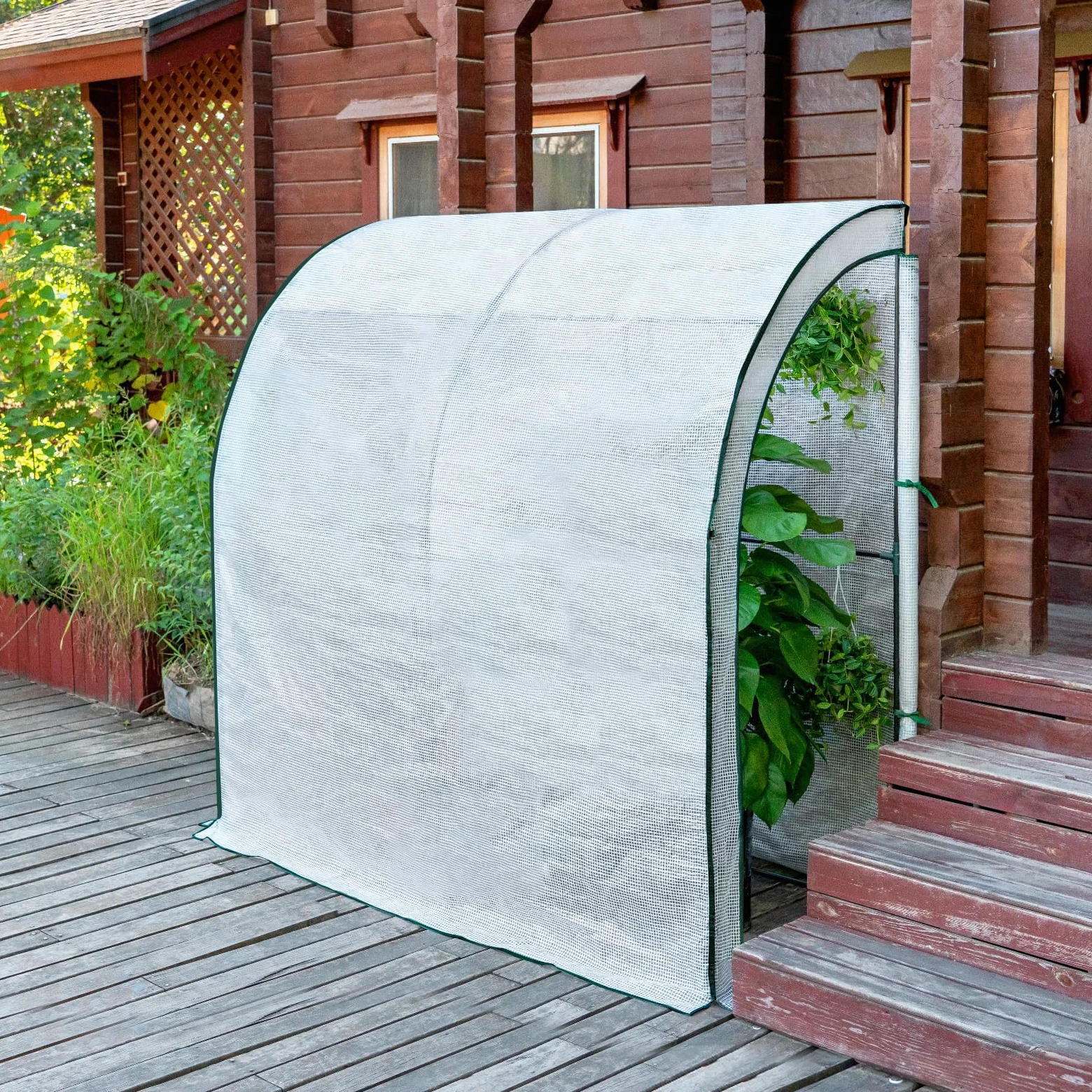 WOLTU Serre de Jardin avec Bâche PE Renforcée Imperméable 140g/m², Tente de Protection pour Plantes, Fleurs et légumes de Toutes Les Saisons, Serre de hivernage Murale, 200x100x210cm, Blanc