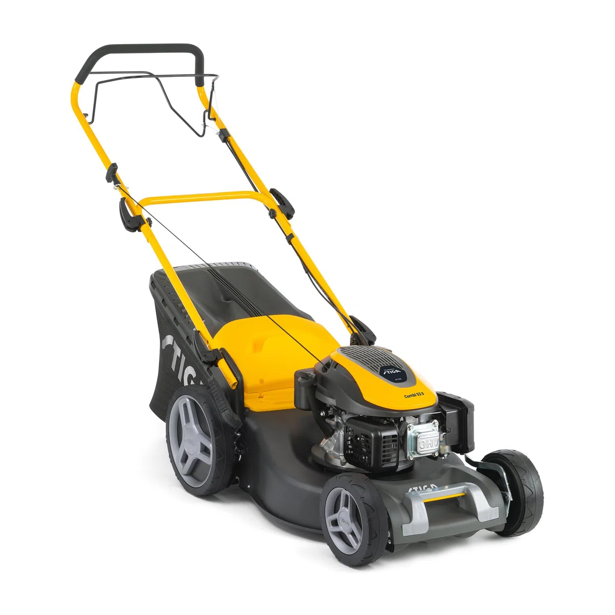 STIGA Combi 53 S a Tondeuse Thermique, 166 CC, 51 cm – Bac 60 l, Système 3-en-1 – Pelouses Moyennes et Grandes