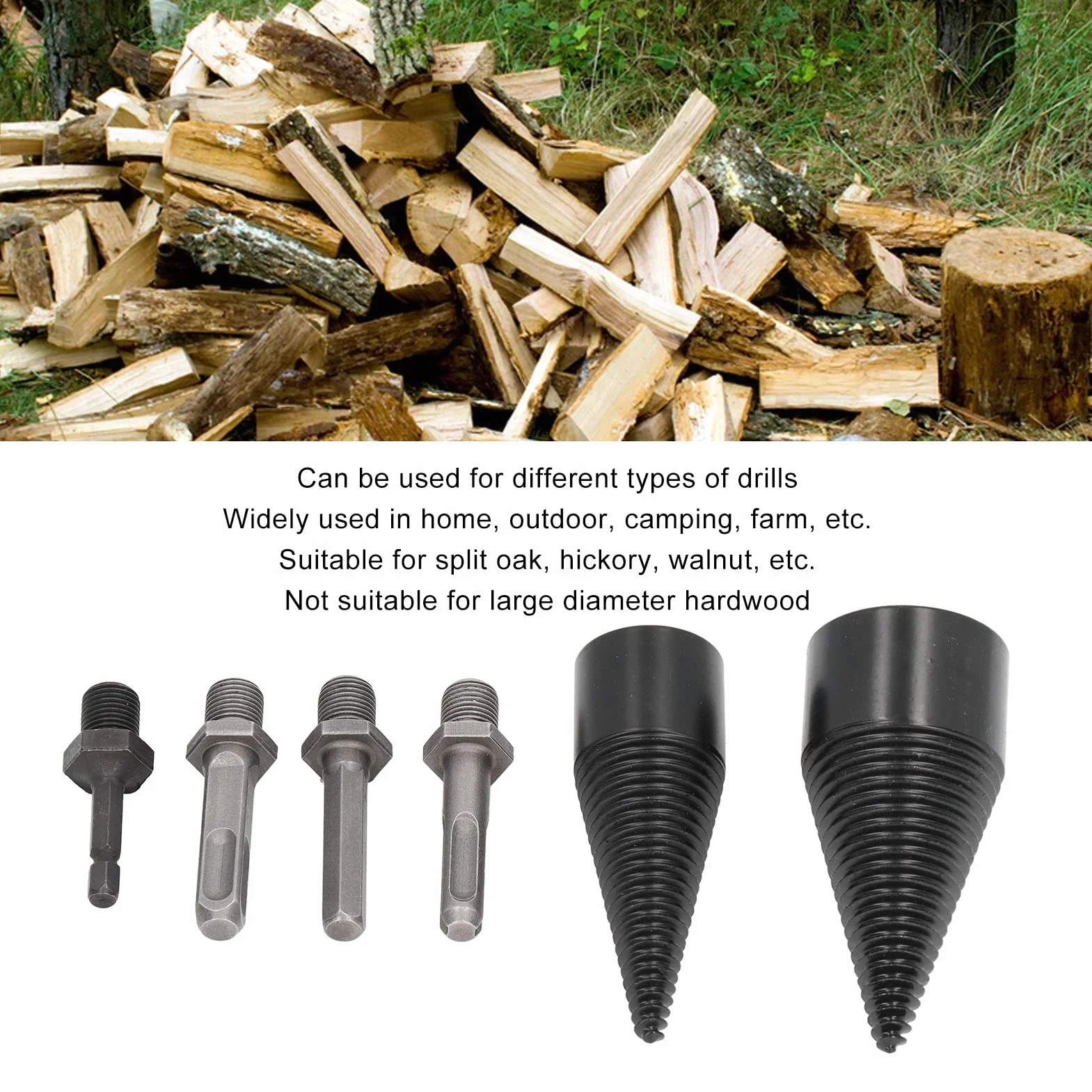 Foret Fendeur de Bois Professionnel avec Cône Amovible - Outil de Fendage de Bûches Robuste