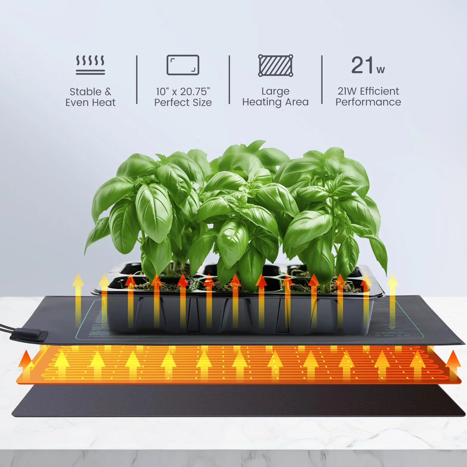 Luxbird Tapis Chauffant pour la Germination des semis, Paquet de 4 Tapis Chauffants, contrôle Un à Plusieurs, Tapis Chauffant pour Serre intérieure, 21 Watts, 52,7x25,4cm