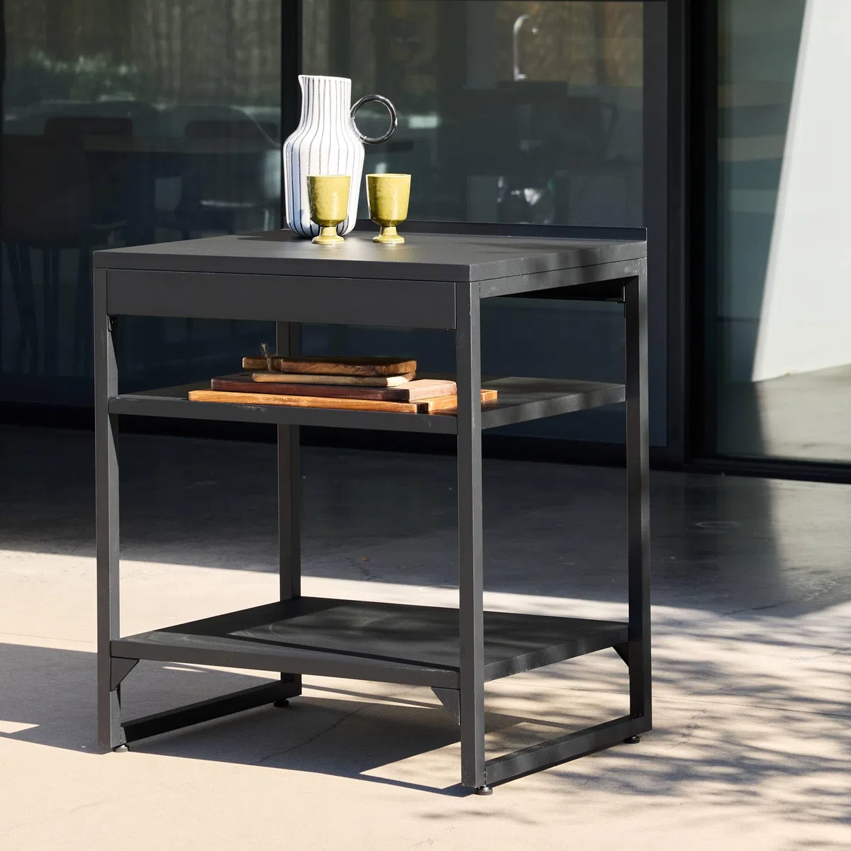 sweeek - Cuisine extérieure acier 2 étagères L80cm noir - Kea