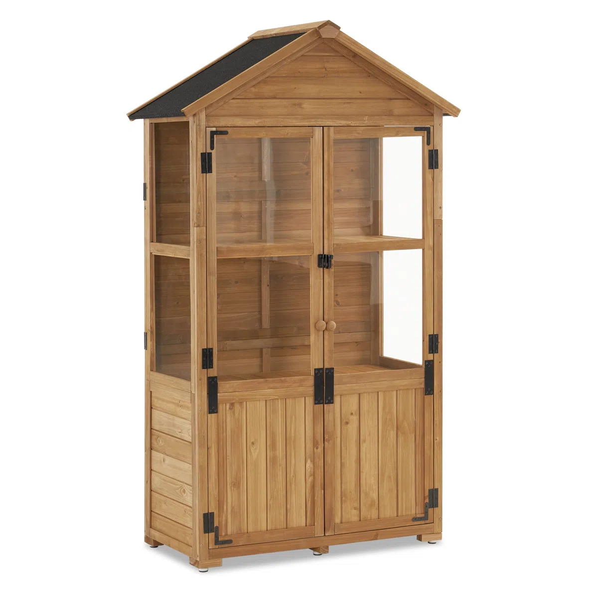 M MCombo Petite Armoire de Jardin en Bois Abri de Jardin extérieur Abri à Outils Serre résistante aux intempéries pour Balcon et terrasse 100 × 53 × 178 cm 0111 (Naturel)