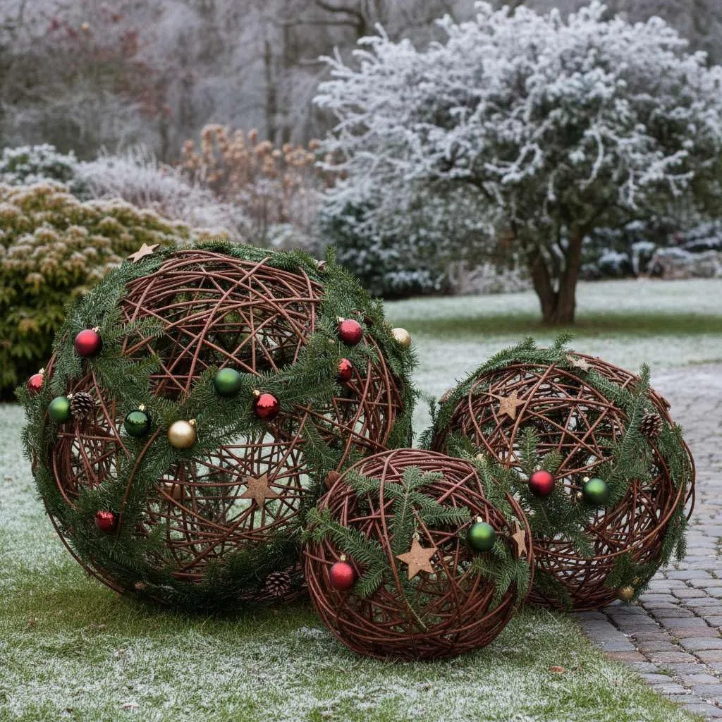 BOGATECO Boule décorative de 50 cm | Boule en osier en 4 tailles | Boule en osier pour jardin, balcon et terrasse