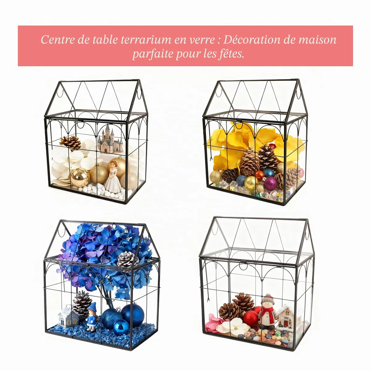 ElegantLife Terrarium en Forme de Maison Fait à la Main avec Couvercle pivotant sur Le Dessus pour fougère, Mousse, Cactus, Plantes aériennes (Plante Non Incluse)