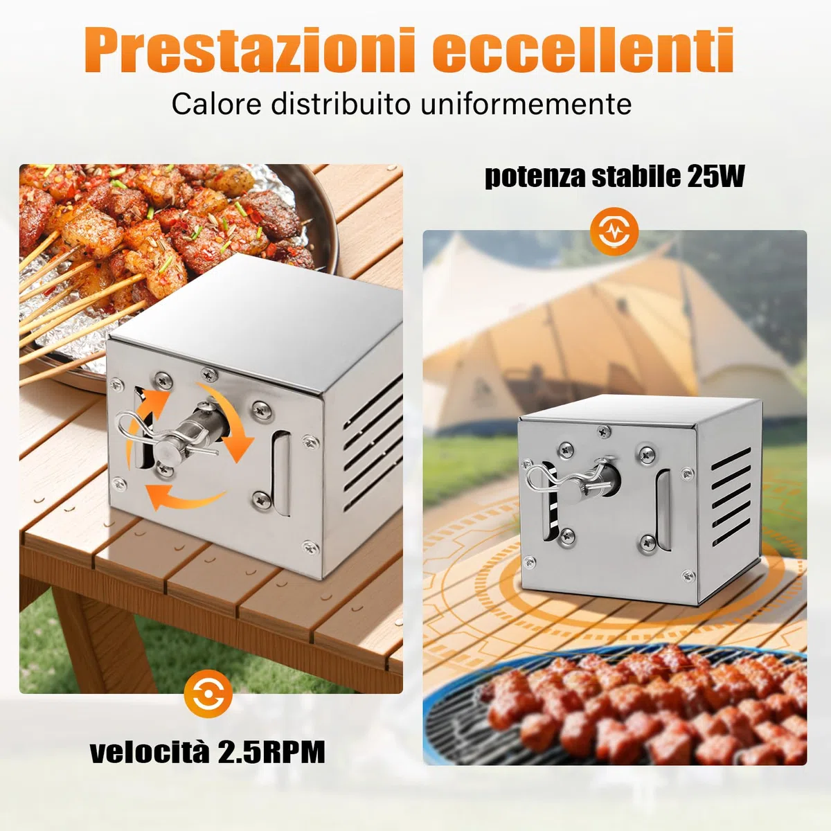 Accessoires de barbecue - Moteur de barbecue 220 V - Moteur tournebroche 25 W - En acier inoxydable - Barre pivotante - Longue durée de vie - Moteur pour cochon de lait - Pour rôtir le porc