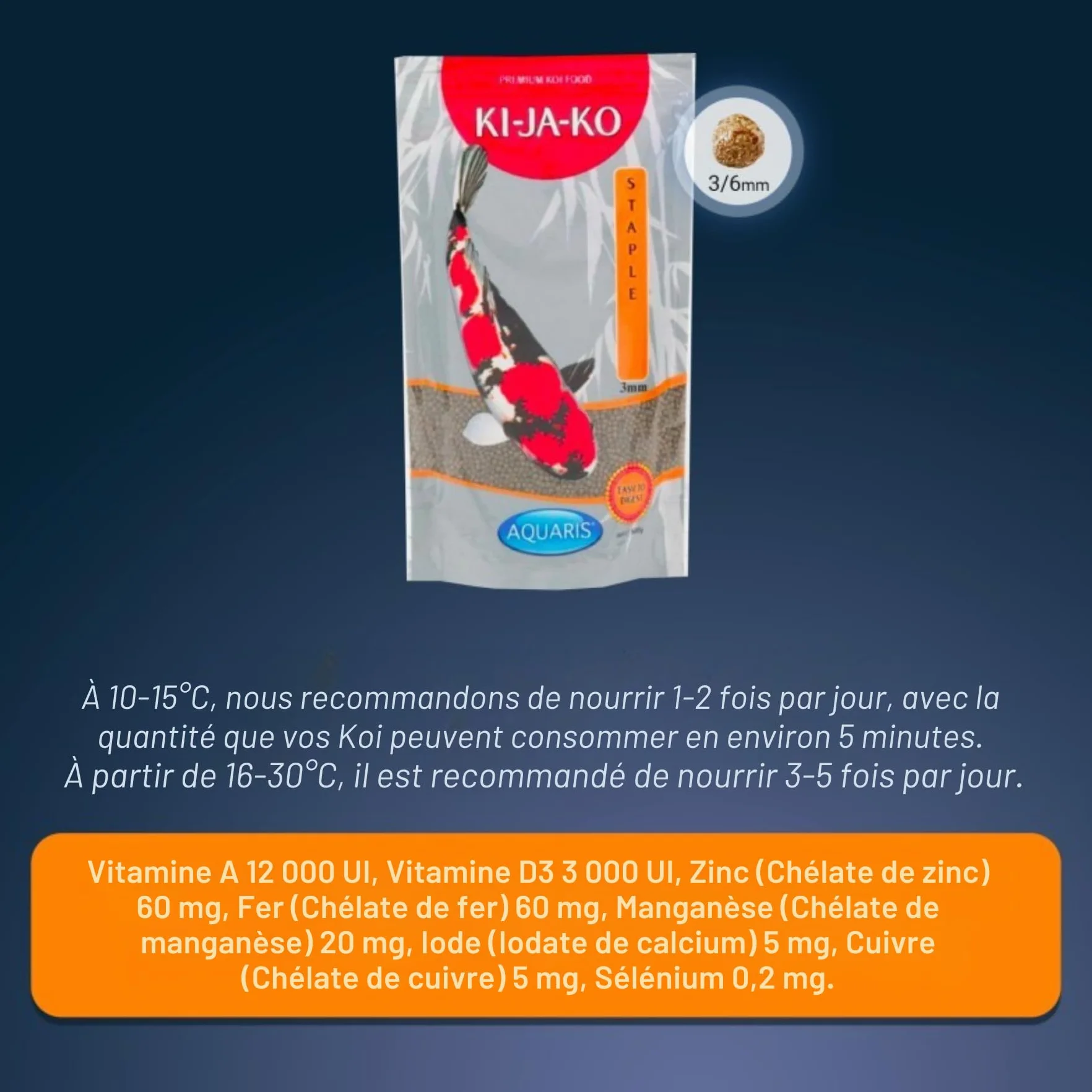 KI-JA-KO Staple Nourriture pour carpes koï 1 kg 6 mm Pellets flottants