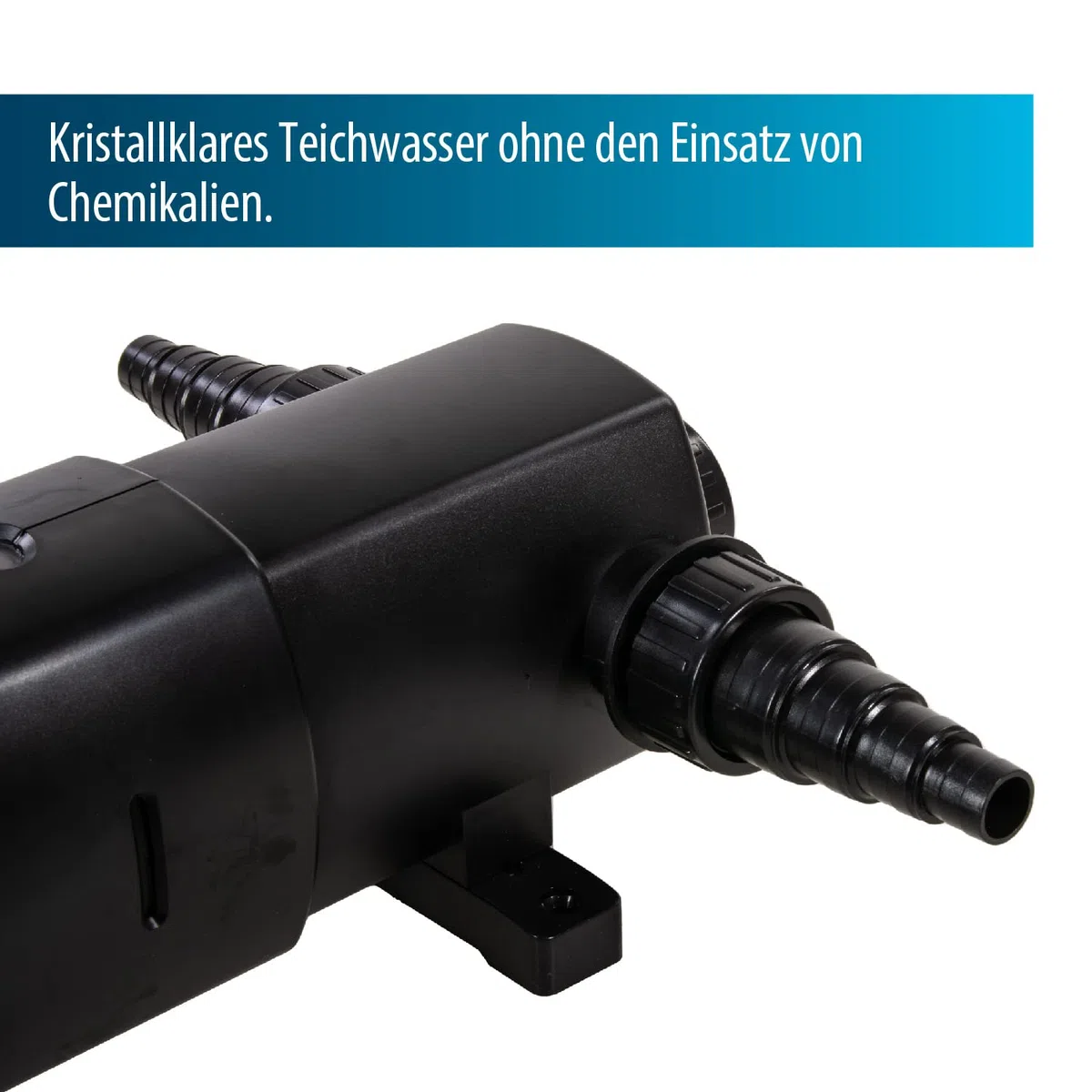 AquaForte GUV-236 UV-C, Max. Teich 45 m³, Max. Durchfluss 6 m³/Stunde, 36 Watt, Gehäuse mit Quick Lock-Anschluss, 3 Schlauchtüllen 20/25/32/40 mm und UV-Visier, Helix-Form Innenraum