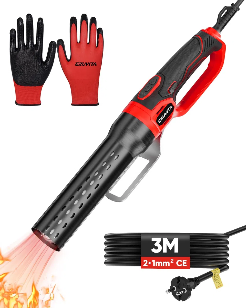 Allume-Charbon électrique 2000 W 700 °C 3 m câble soufflerie air barbecue cheminée bois gants inclus
