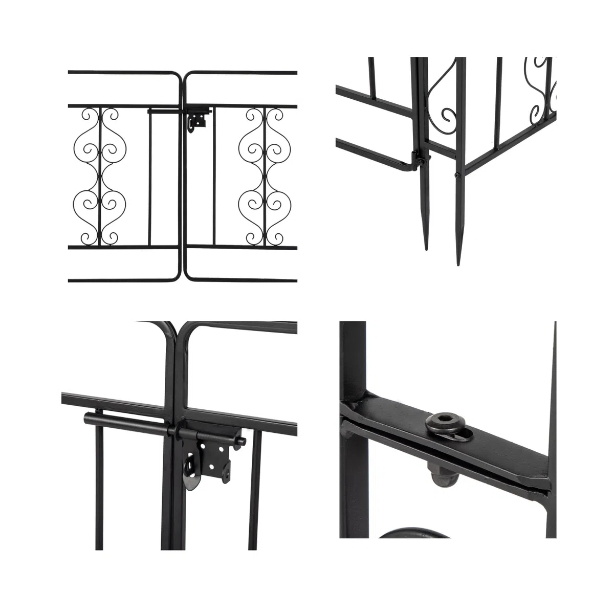 LEADZM Arche Métal Jardin, Arcade Mariage en Fer Revêtue de Poudre pour Plantes Grimpantes de Rose,Noir (Type d'étable avec Porte)