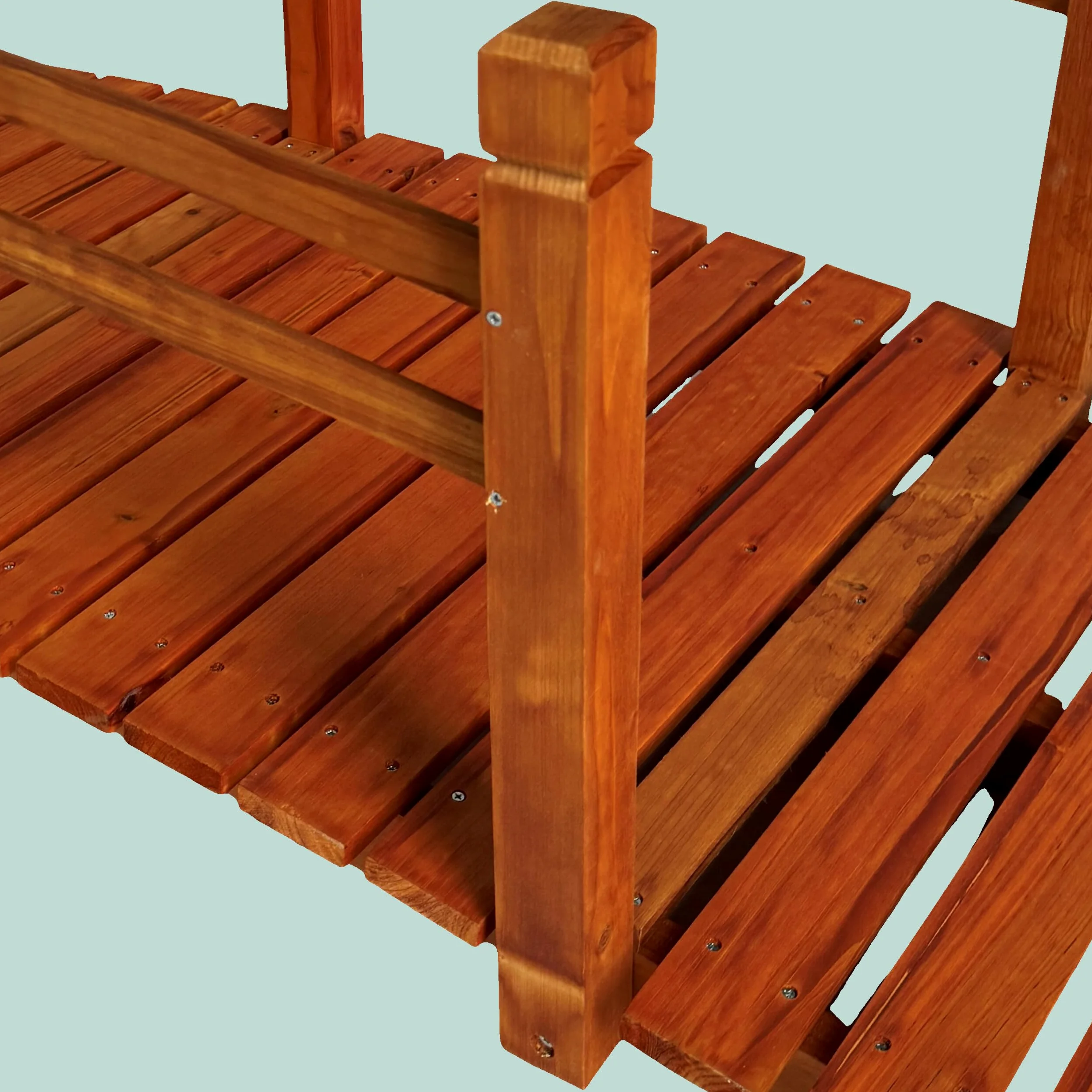 Pont de Jardin Relaxdays, Pont en Bois avec Garde-Corps, Sapin, pour Bassin, HxLxP: 58 x 185 x 72 cm, 200 kg, Orange