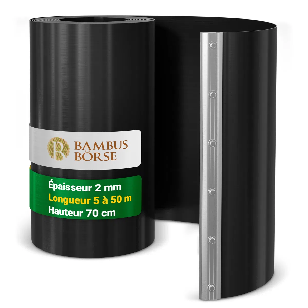 Barrière anti-racines de 70 cm de haut - Barrière anti-rhizomes avec rail de fermeture Épaisseur 2 mm - 15 m de longueur - En HDPE de haute qualité