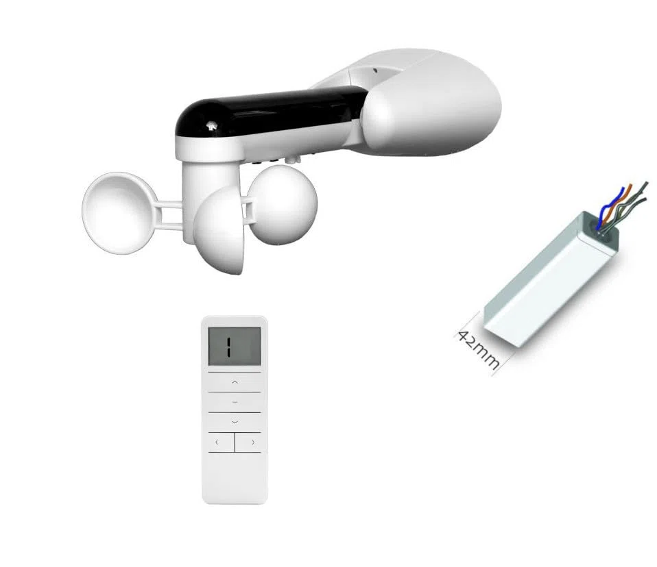 Kit complet capteur vent - anémomètre avec télécommande universel toute marque pour store filaire