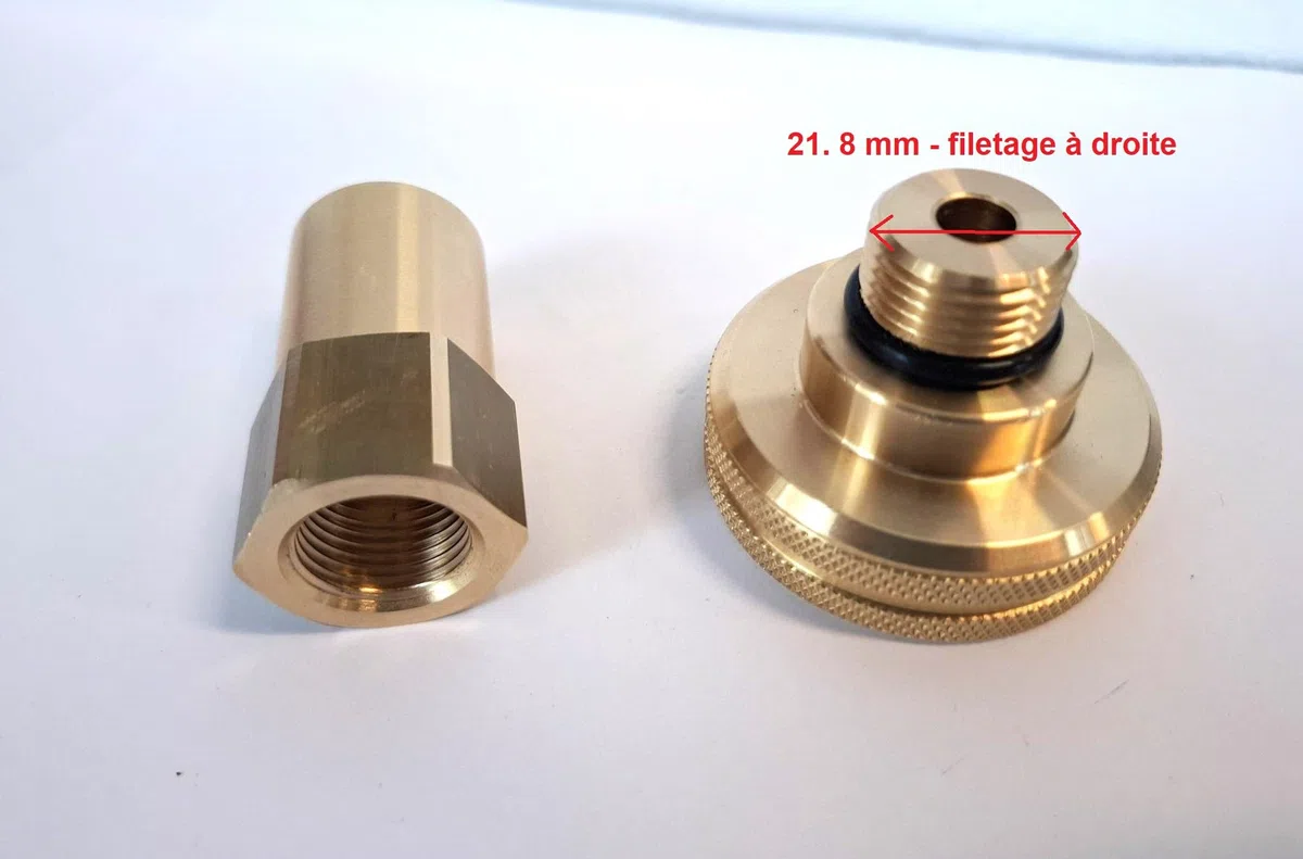 Adaptateur de réservoir LPG DISH 3/4" 21,8 mm filetage à droite pour bouteilles GasBank double valve
