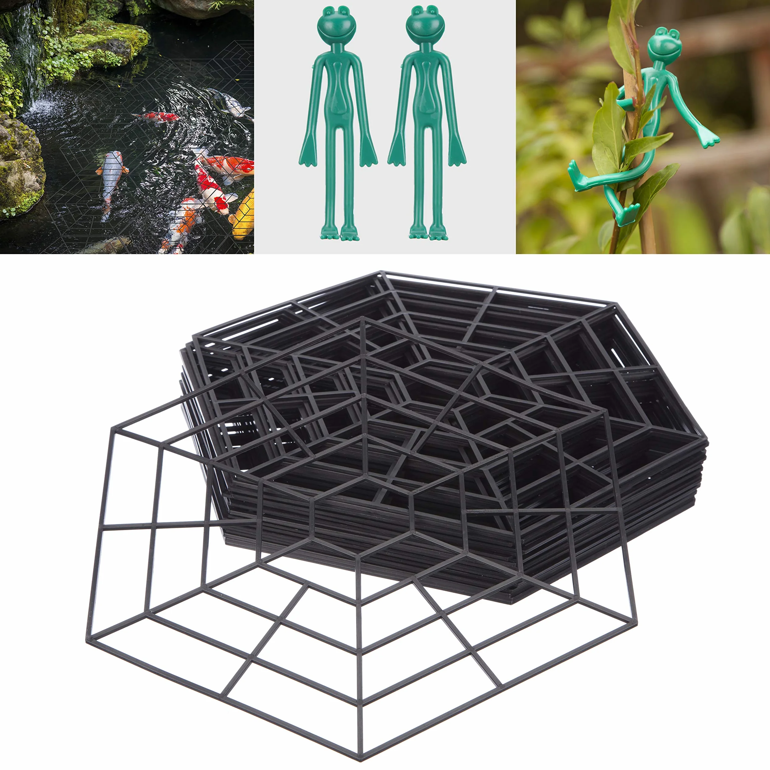 Katai – Lot de 40 anneaux de protection de bassin – Réhron flottant pour étangs de jardin – Plastique résistant aux UV avec 120 clips et 4 attaches pour plantes grenouille