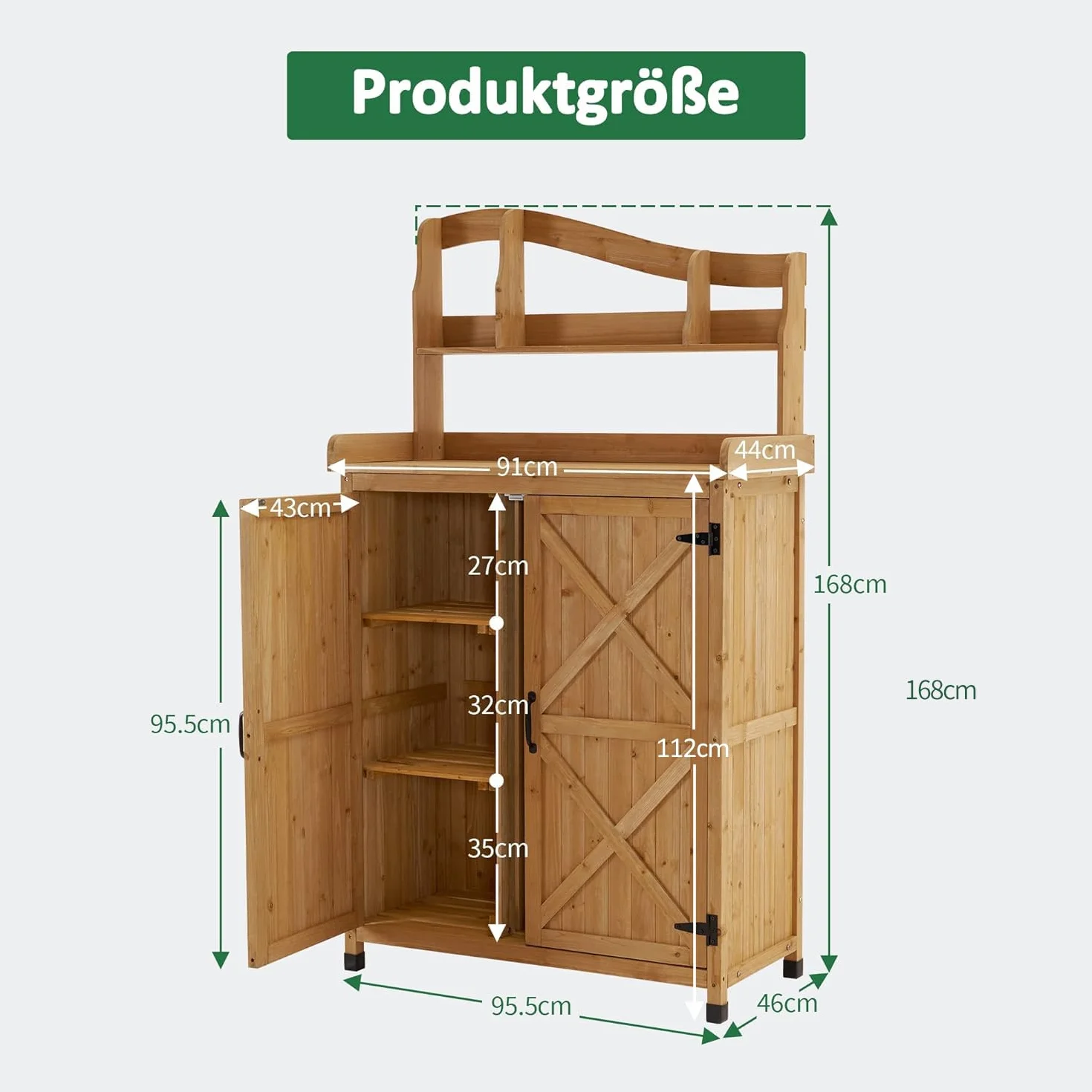 M MCombo 0439 Table de jardinage d'extérieur résistante aux intempéries avec plan de travail en bois pour jardin, balcon et terrasse (naturel)