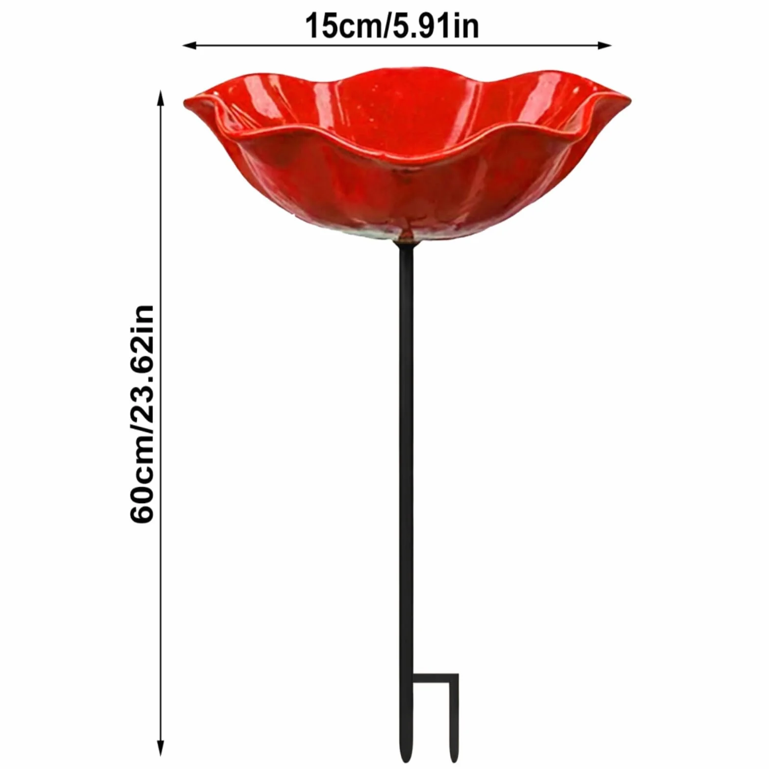 Abreuvoir Mangeoire Oiseaux Exterieur, Bain Oiseaux Extérieur Hauteur 60CM Rouge