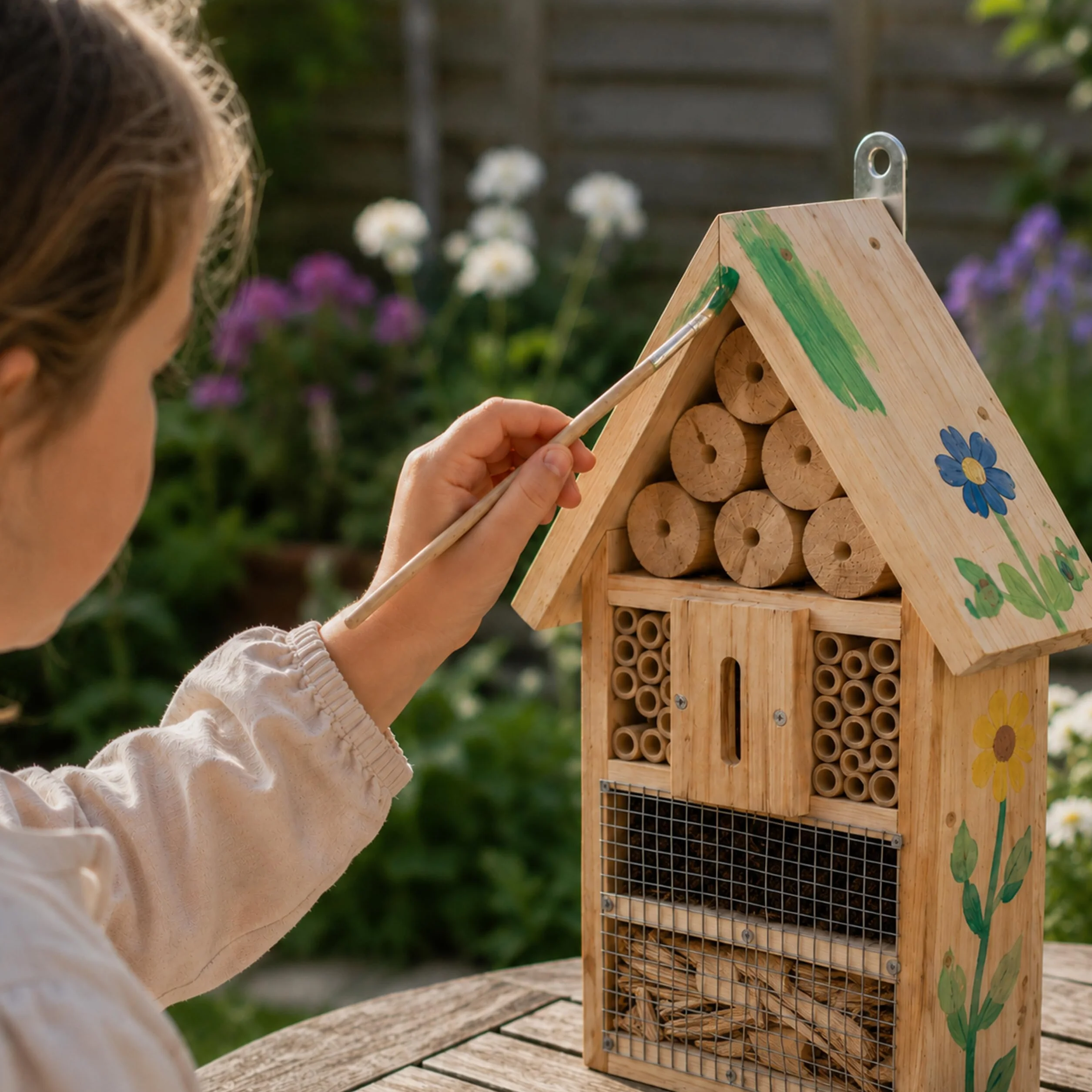Relaxdays Hôtel à Insectes kit à Monter en Bois 30,5×17,5×6 cm à Suspendre Jardin
