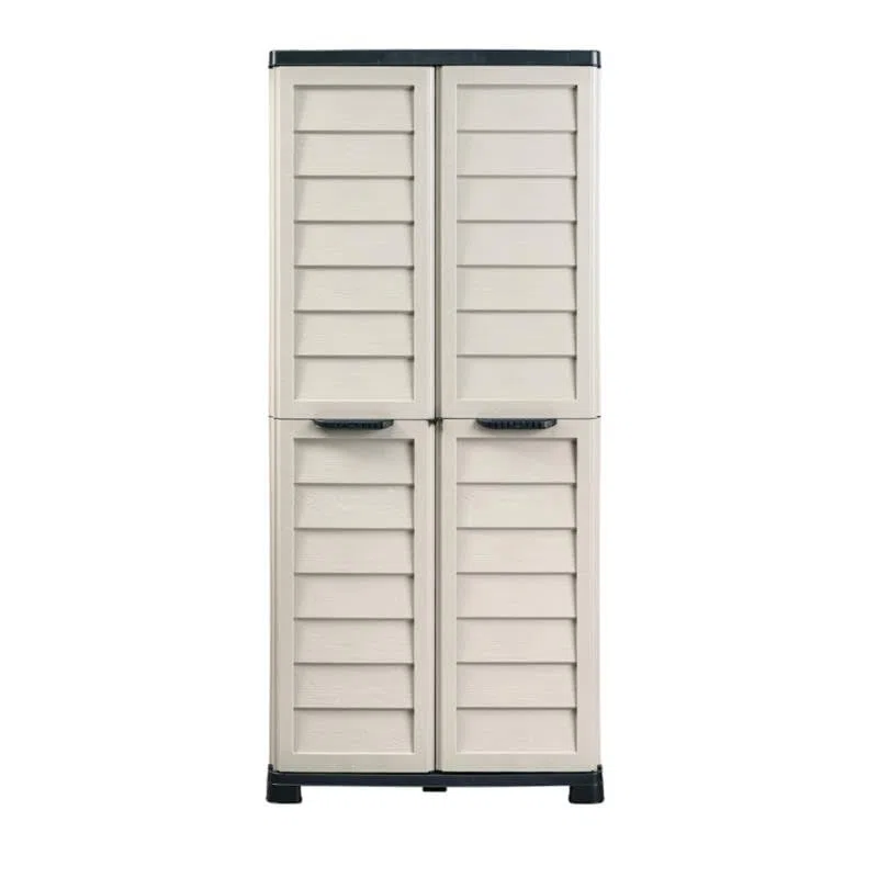 Deconation Armoire Haute De Rangement Extérieure/intérieure - 76 X 46 X H 168 Cm - Sable Et Gris Anthracite