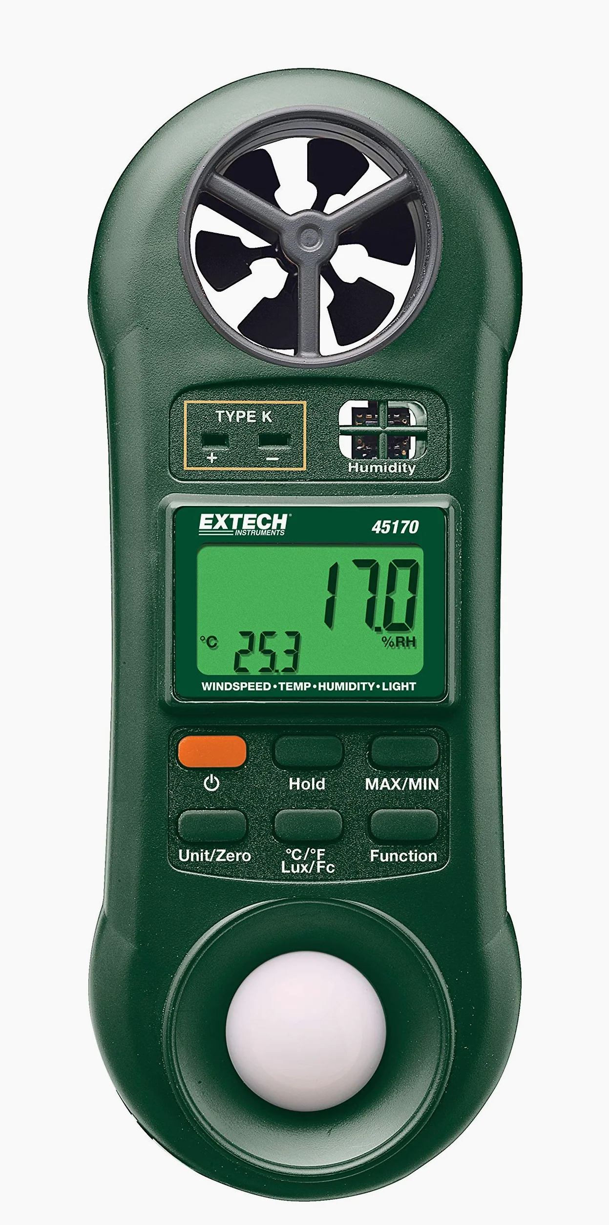 Extech 45170 Appareil De Mesure Environnemental 4 En 1 (Hygromètre, Thermo-Anémomètre, Éclairage)