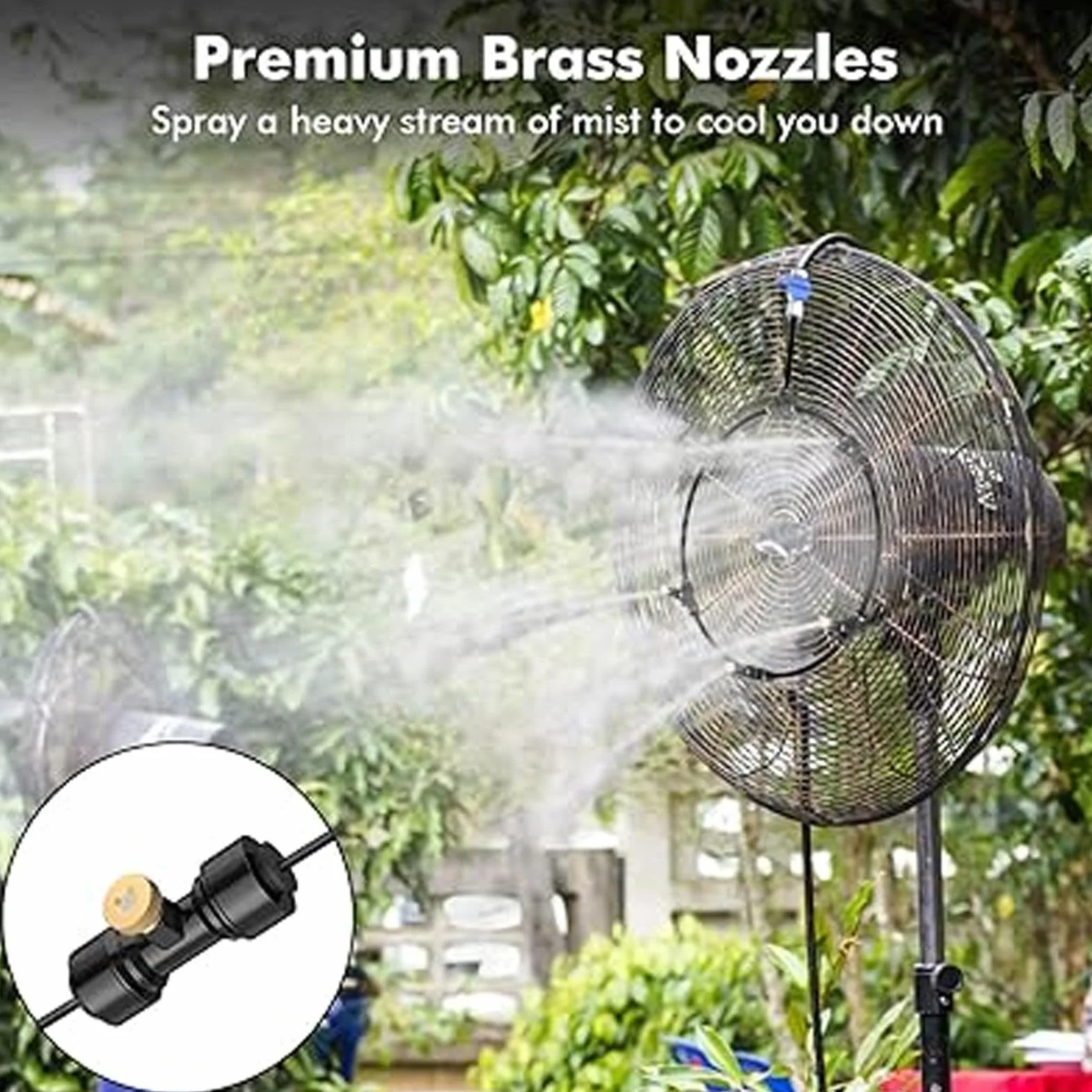 Kit de brumisation pour ventilateur extérieur portable, se connecte à n'importe quel ventilateur patio jardin