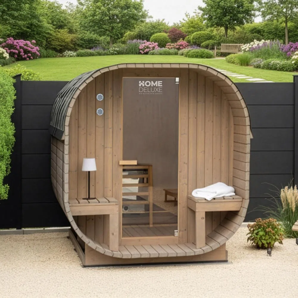 Sauna d'extérieur CUBE DELUXE L 220x185x194 cm épicéa poêle inclus sauna de jardin
