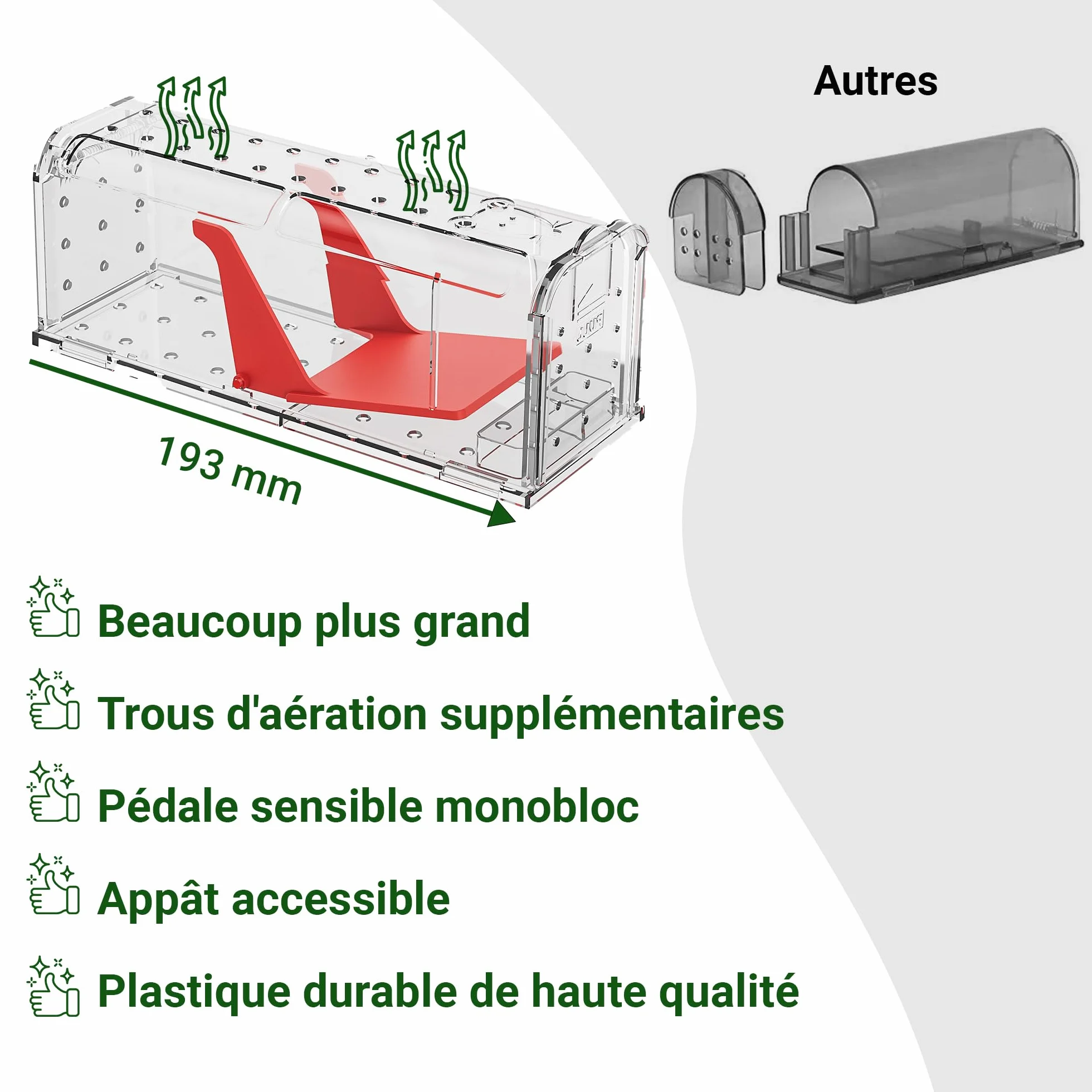 Roshield Piège à Souris sans cruauté pour Intérieur Extérieur Capture Vivante réutilisable Durable Rapide Efficace