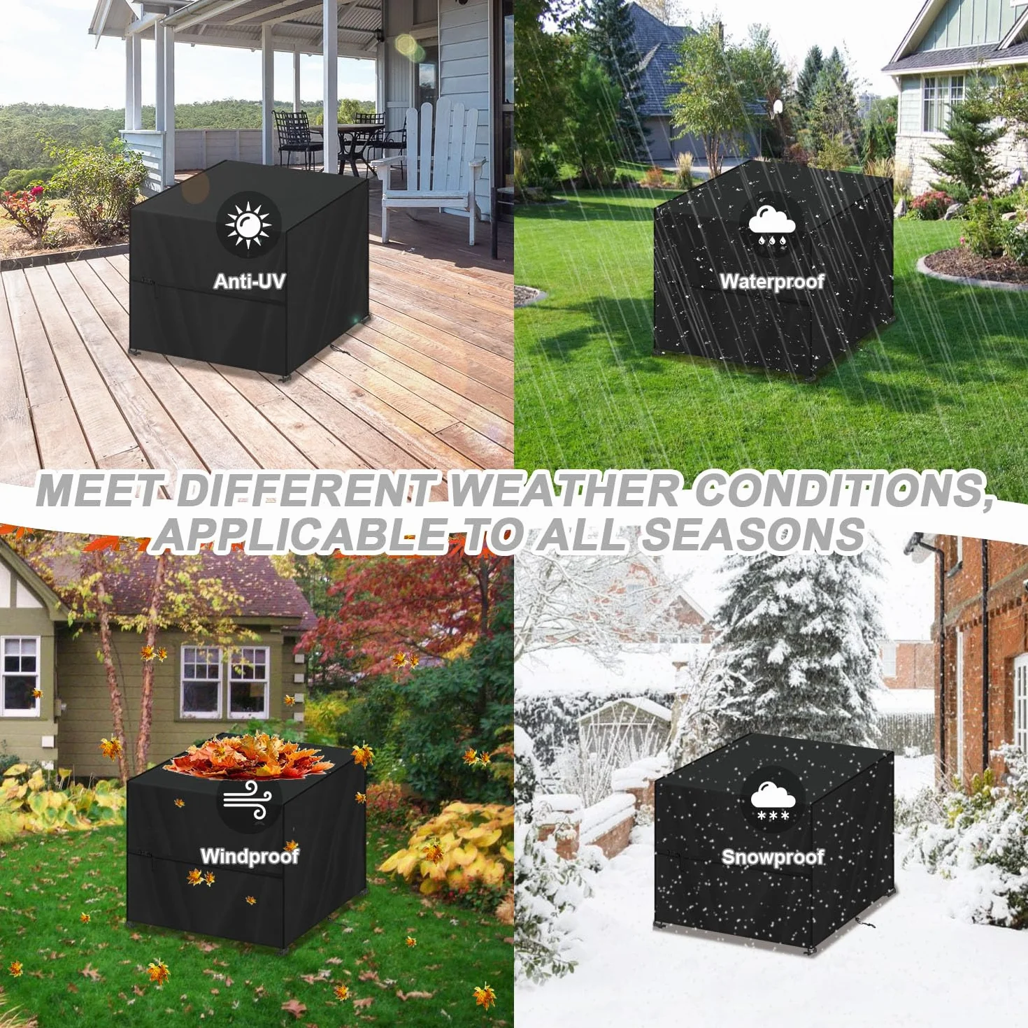 Housse Table Basse de Jardin 80x80x80cm Protection Exterieur 420D Oxford Tissu Imperméable