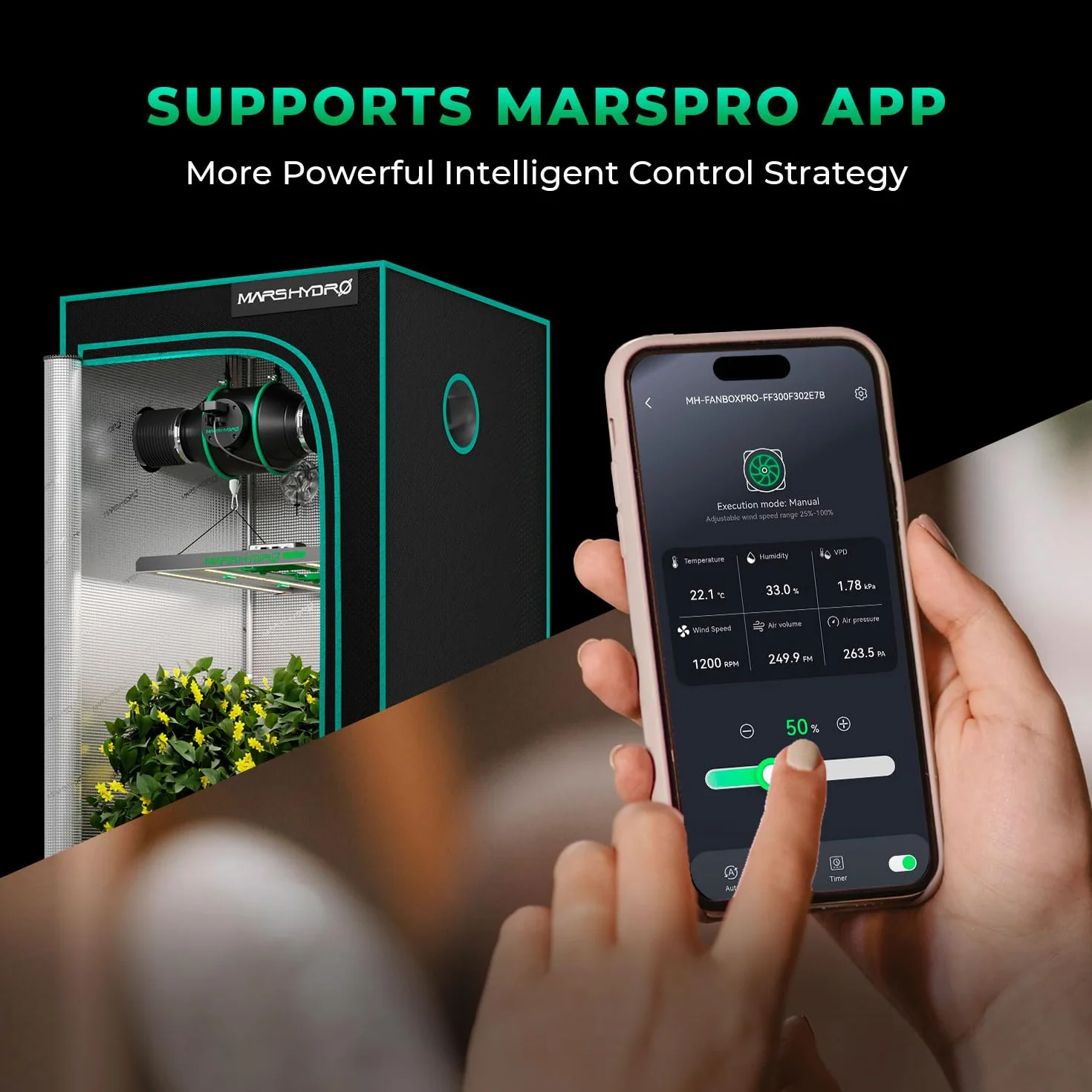 MARS HYDRO Pack complémentaire IFresh MarsPro 2025, capteur de température et contrôleur iConnectu, surveillance de l'environnement et réglage de la vitesse du vent