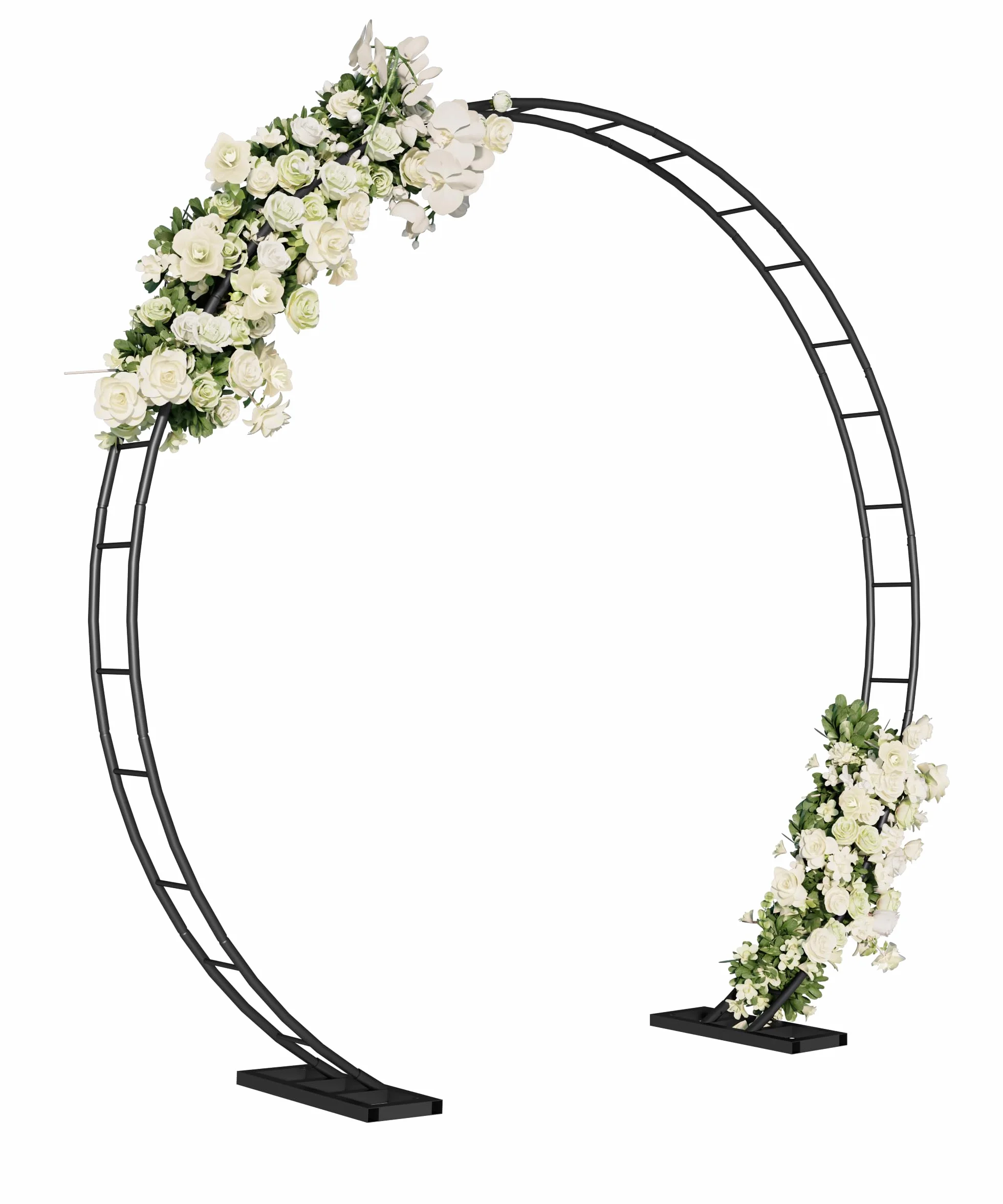 Artigarden Arche de jardin en métal pour plantes grimpantes et support de fond pour guirlandes de ballons avec base, arc rond pour décoration de fête en plein air, noir